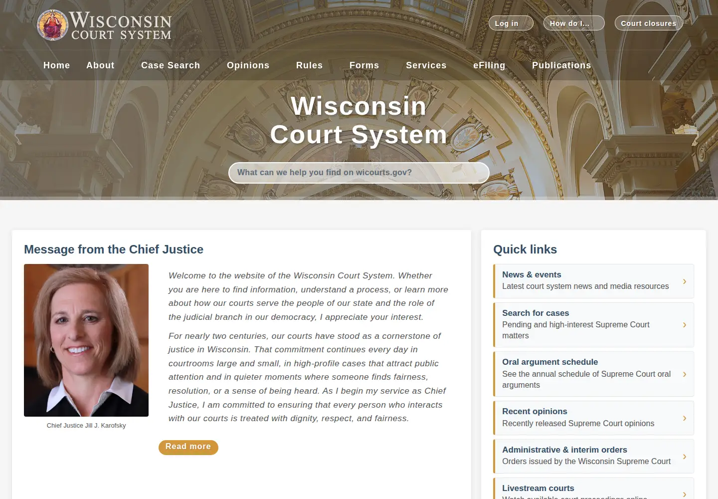 Screenshot of wicourts.gov