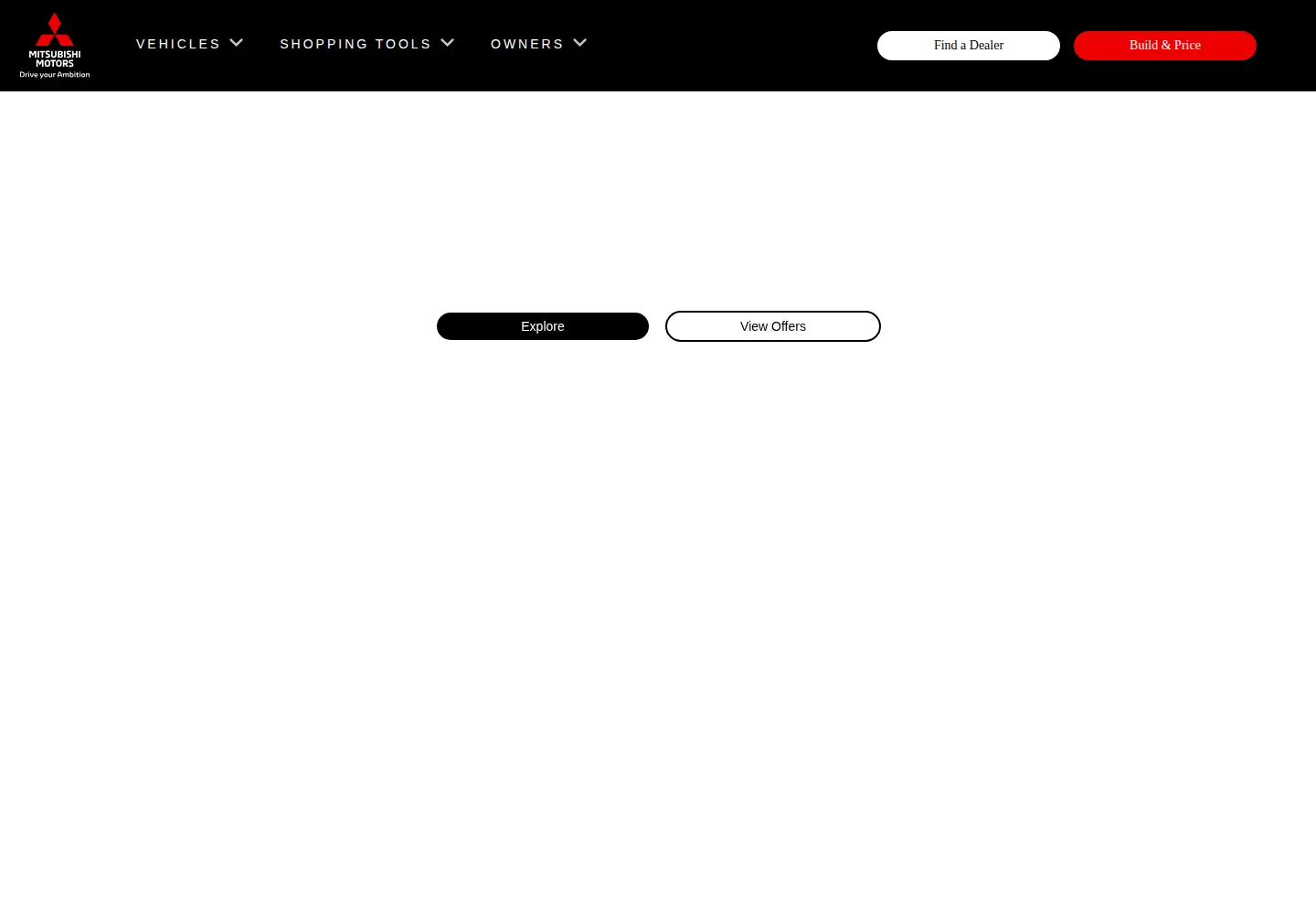 Captured homepage of mitsubishicars.com in the current scan