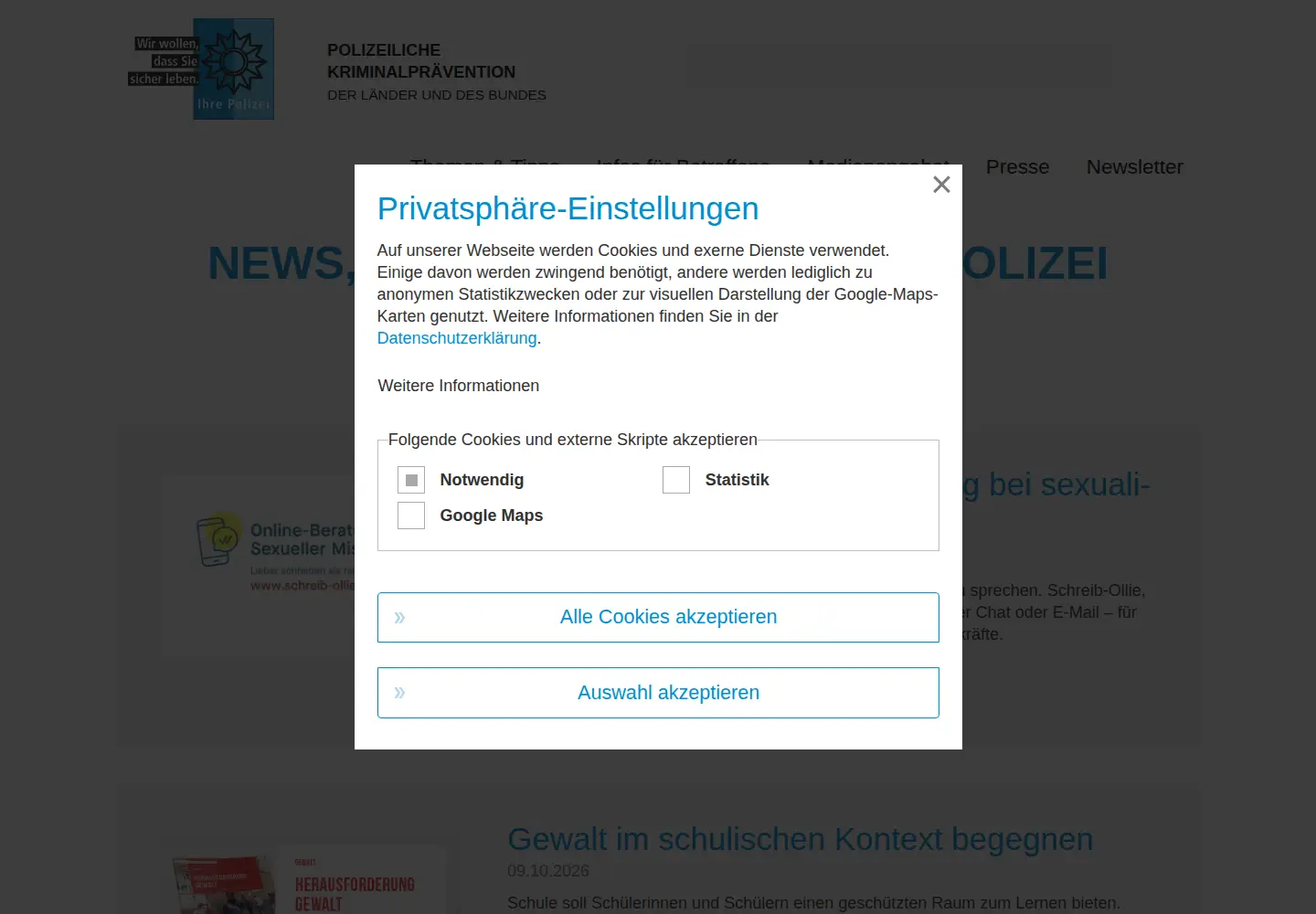 Screenshot of polizei-beratung.de
