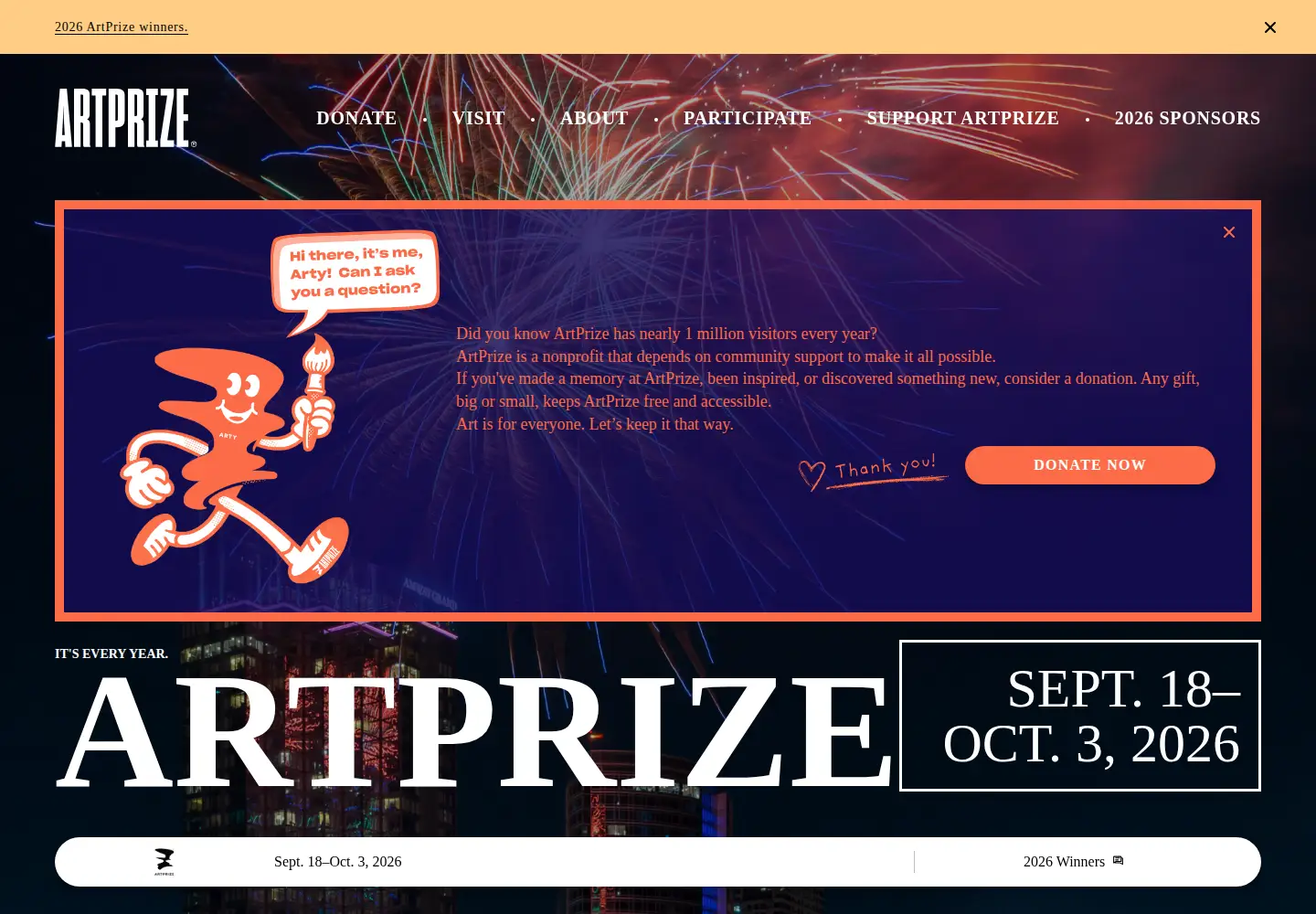 Screenshot of artprize.org