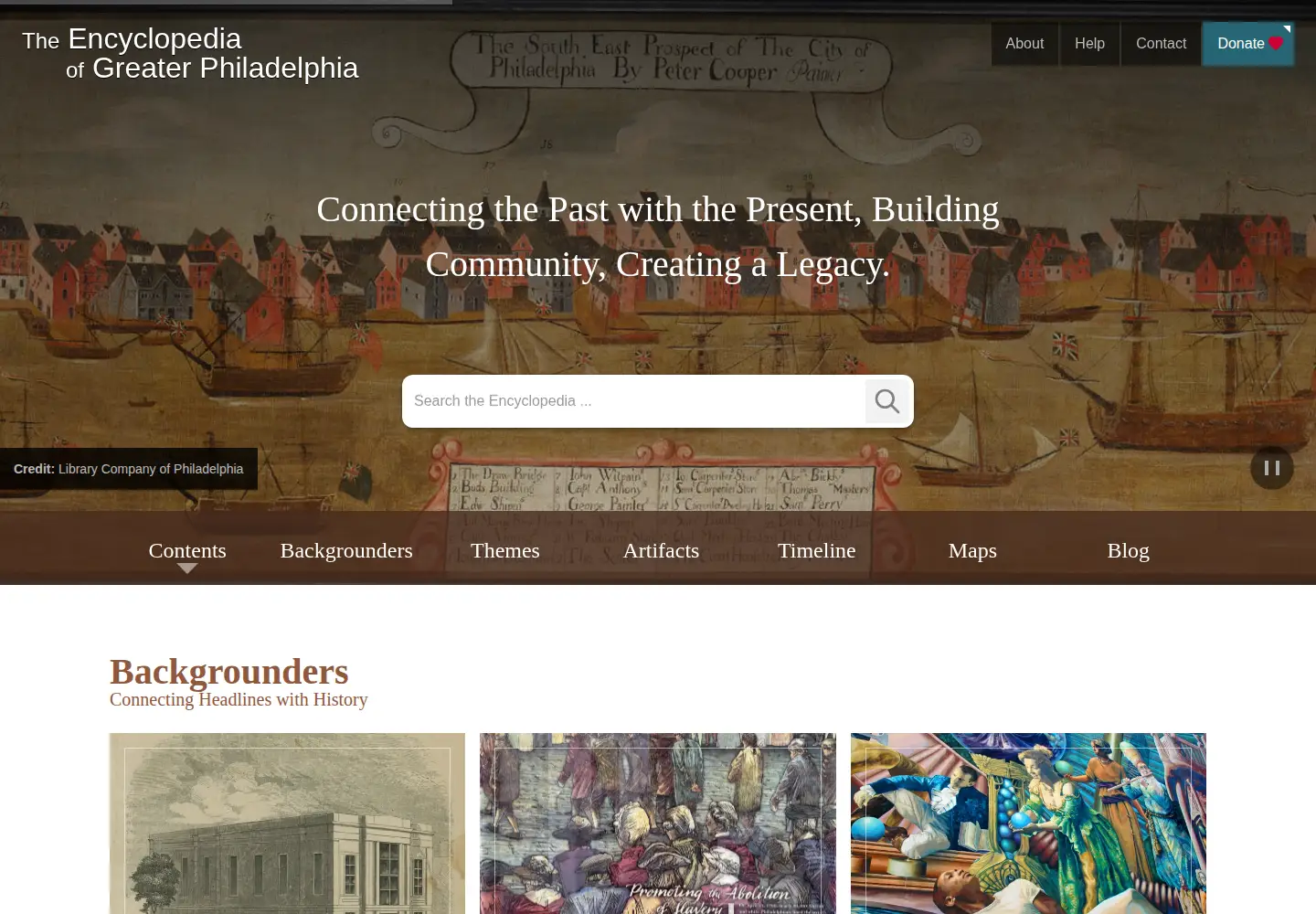 Screenshot of philadelphiaencyclopedia.org