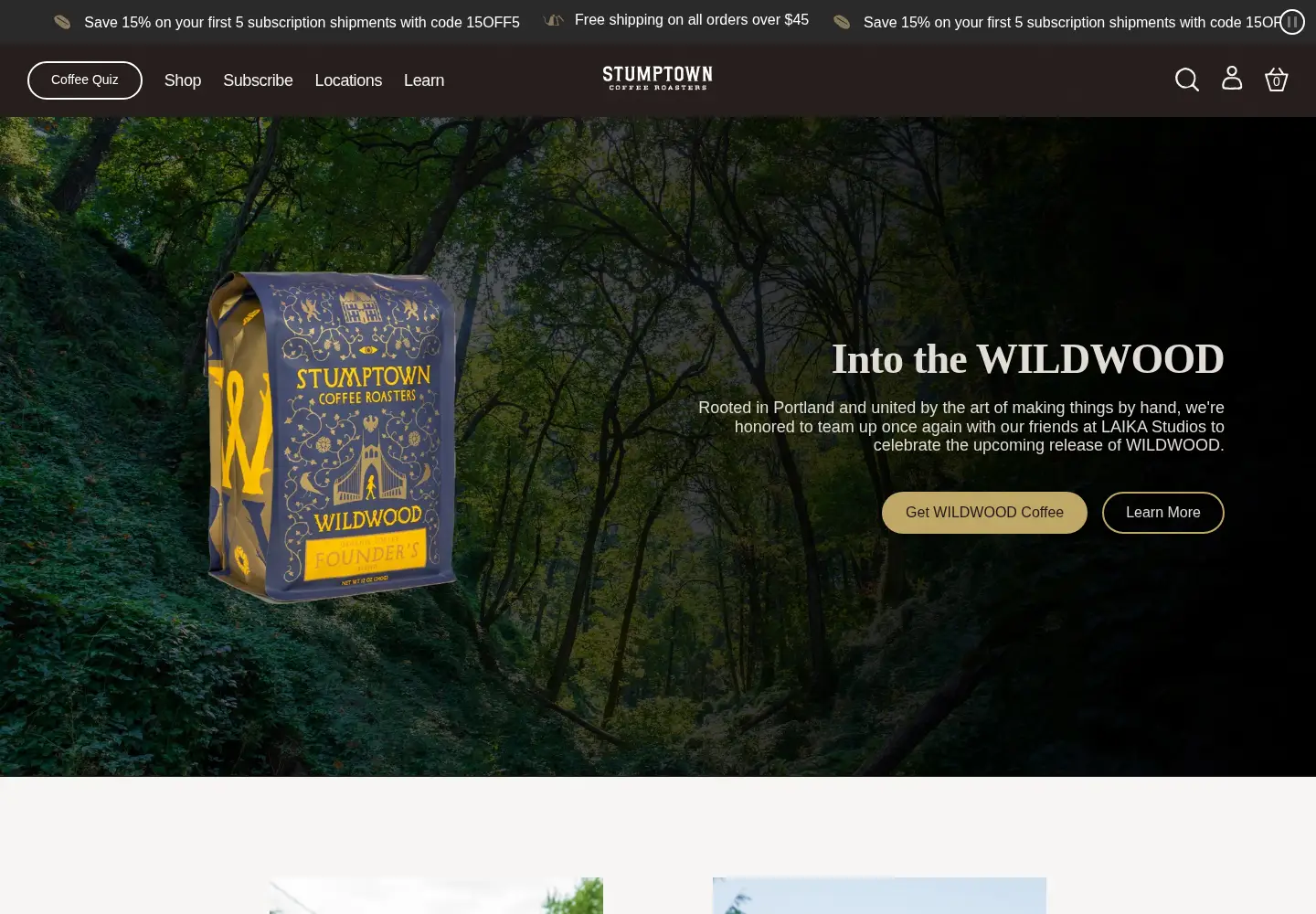Captured homepage of stumptowncoffee.com in the current scan