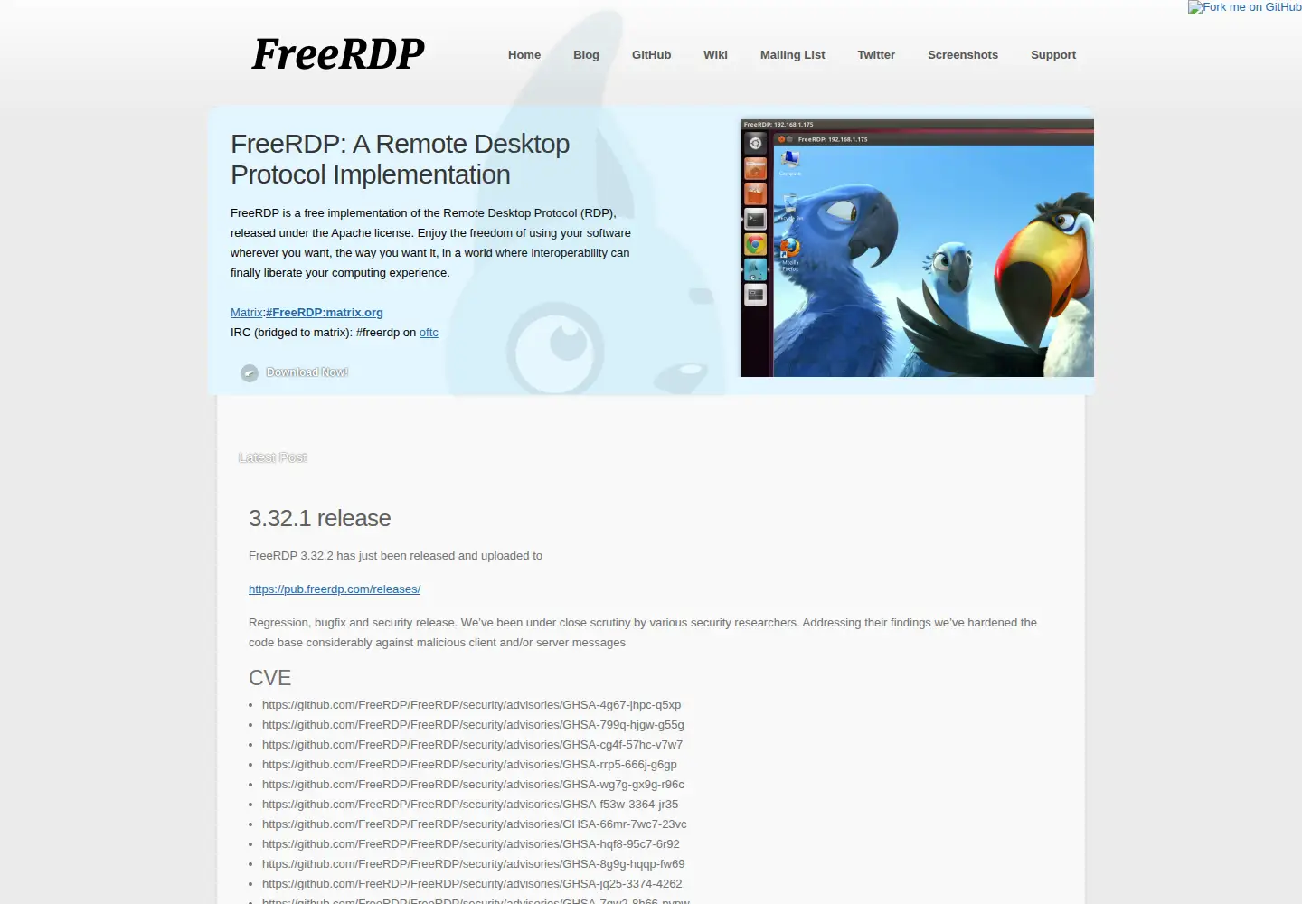 Screenshot of freerdp.com