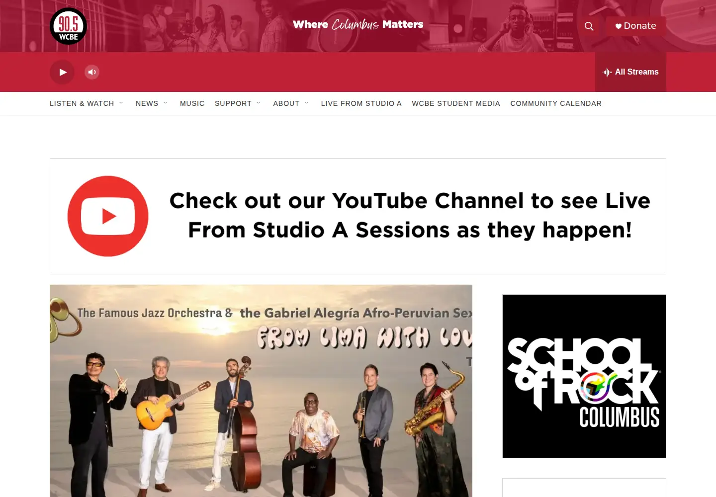 Screenshot of wcbe.org