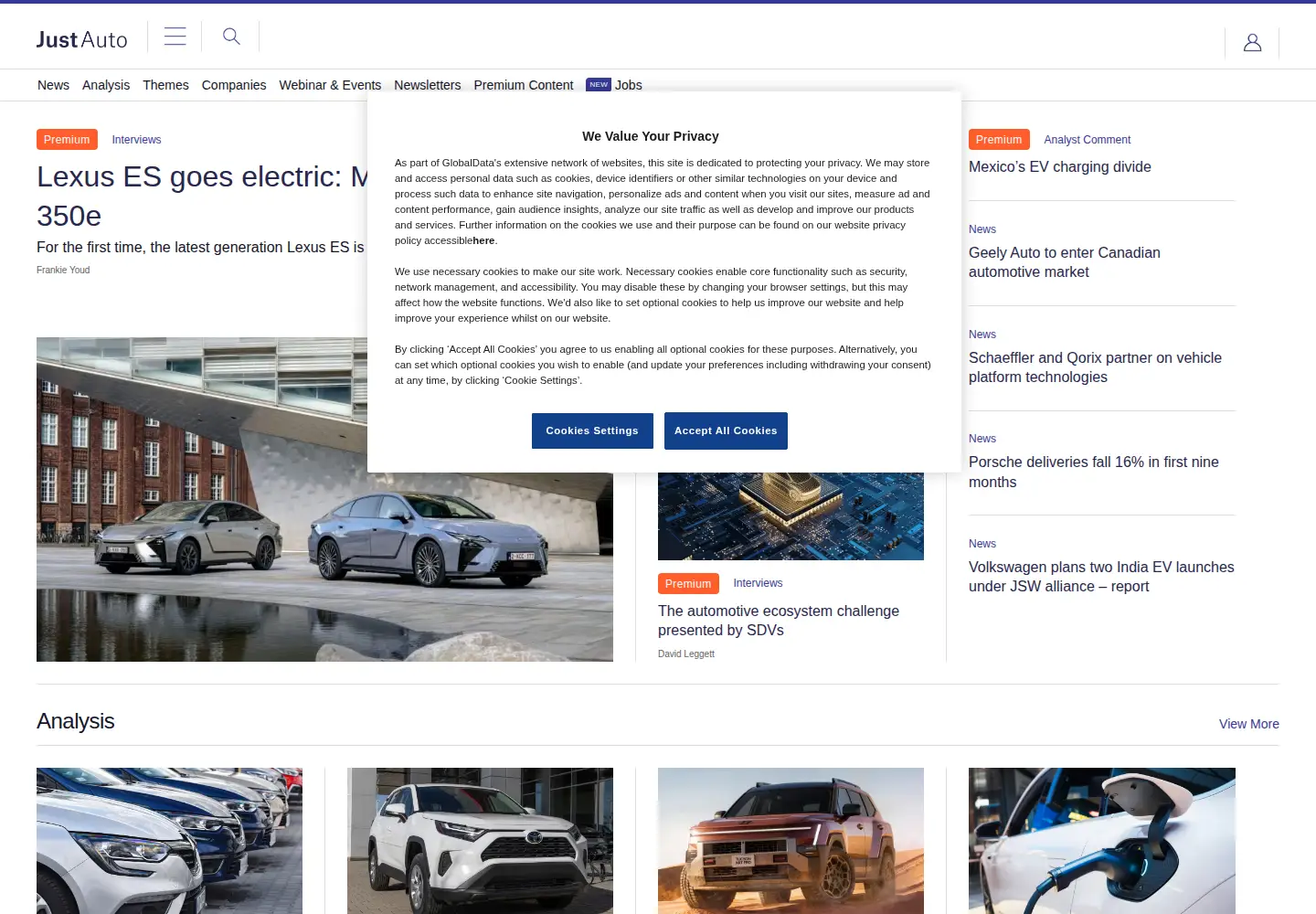 Captured homepage of just-auto.com in the current scan