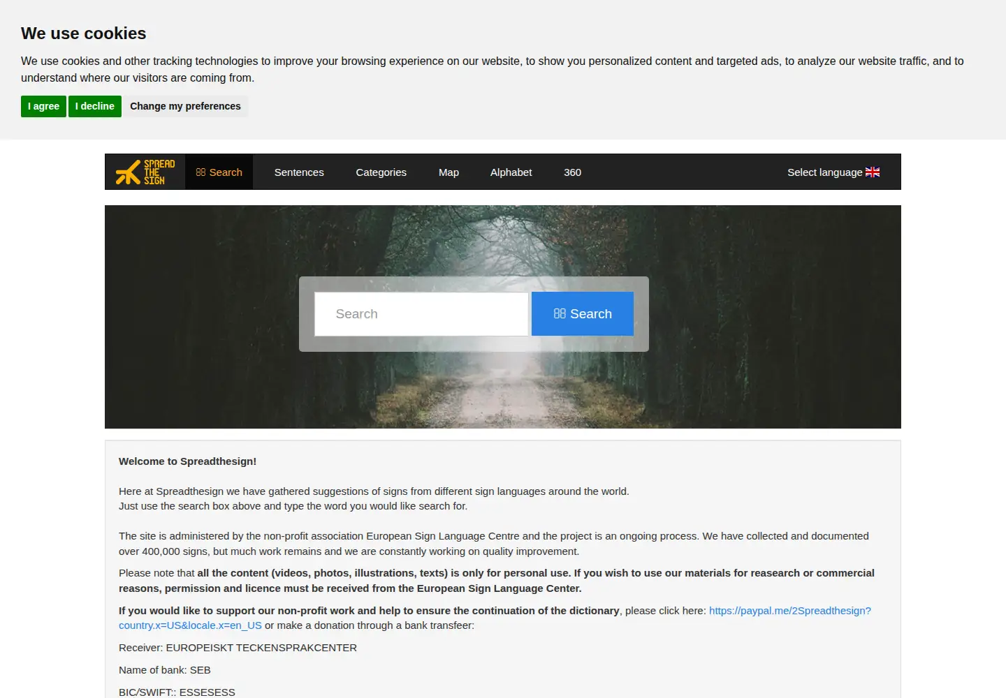 Captured homepage of spreadthesign.com in the current scan
