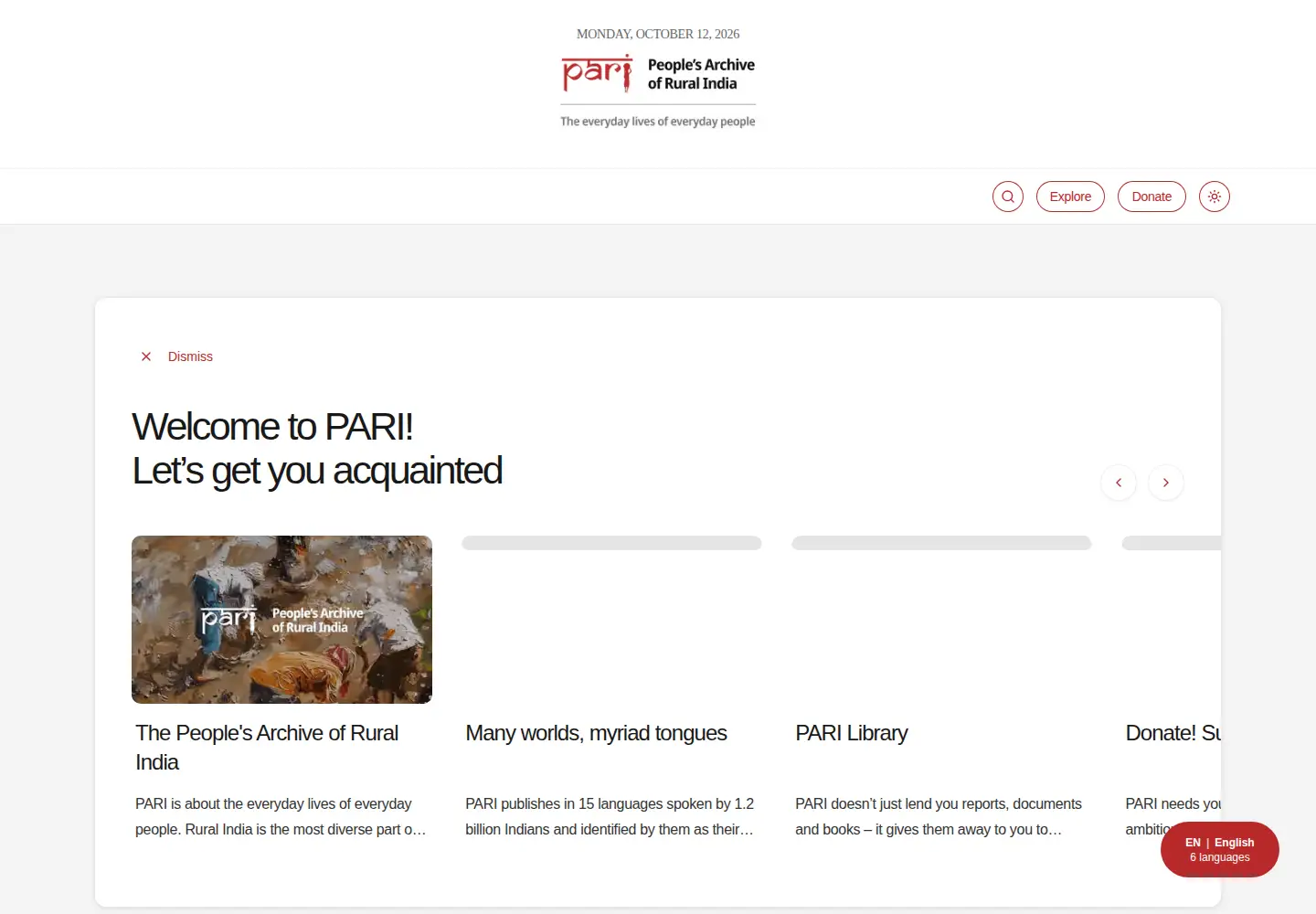 Captured homepage of ruralindiaonline.org in the current scan