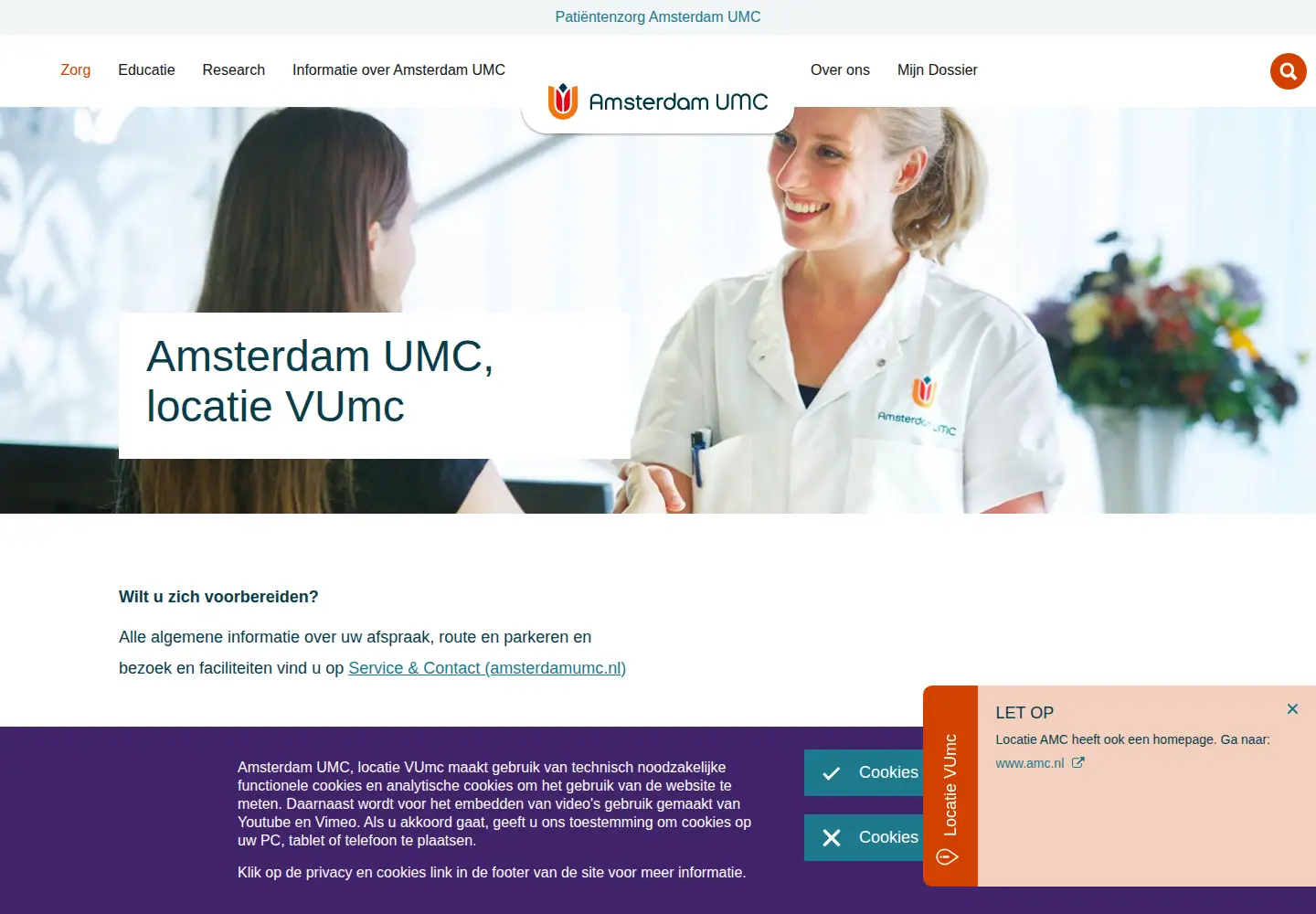 Screenshot of vumc.nl