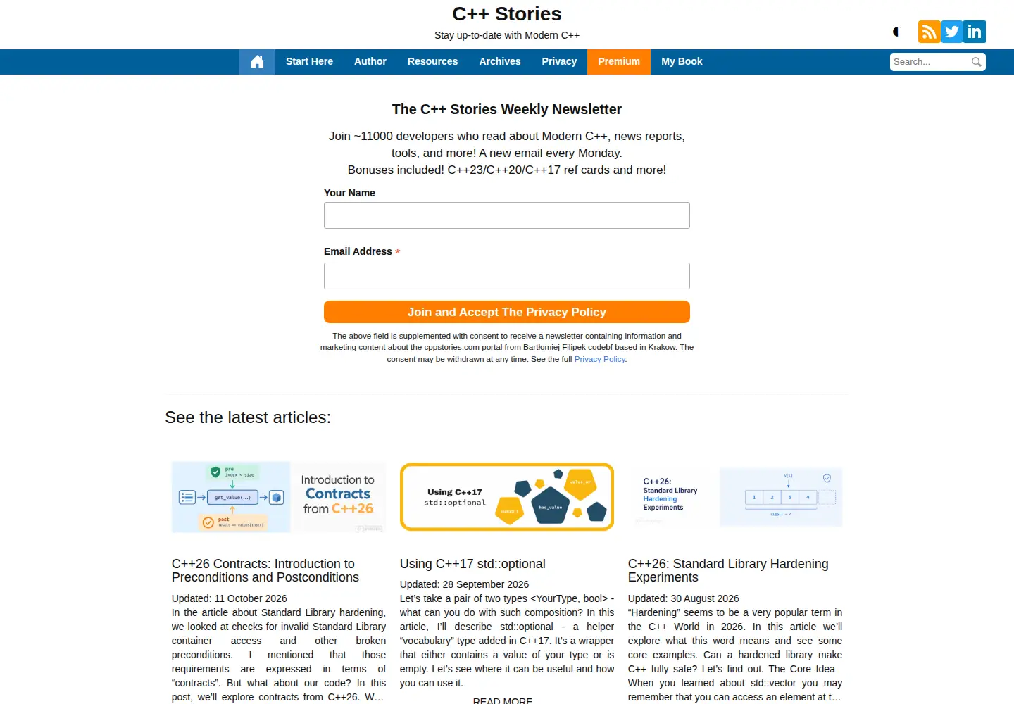 Screenshot of cppstories.com