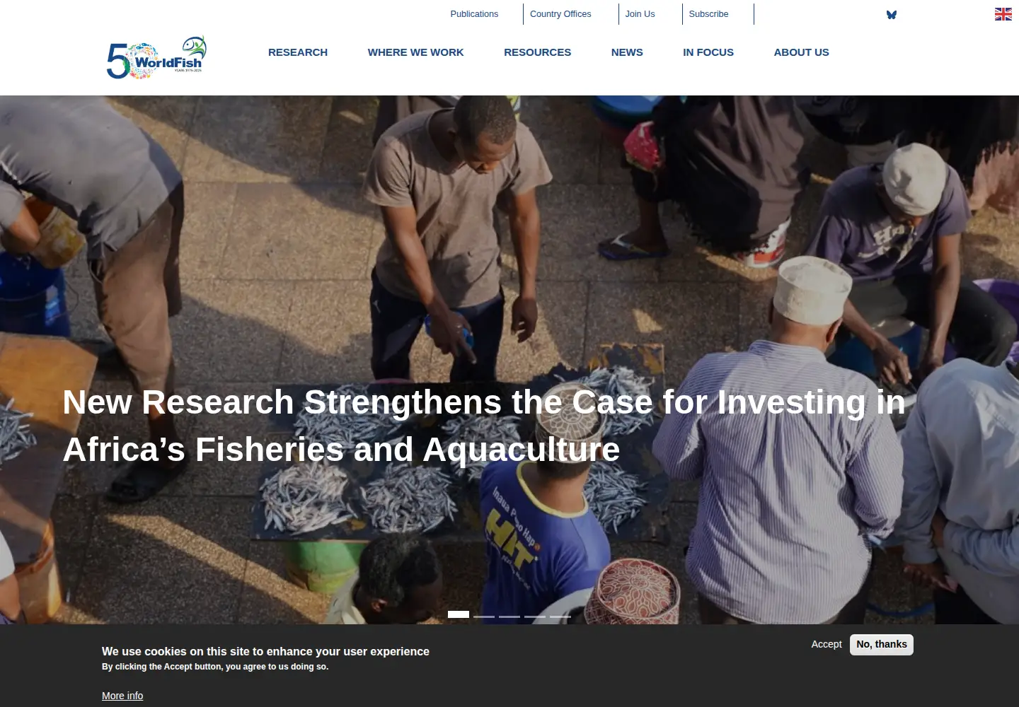 Captured homepage of worldfishcenter.org in the current scan
