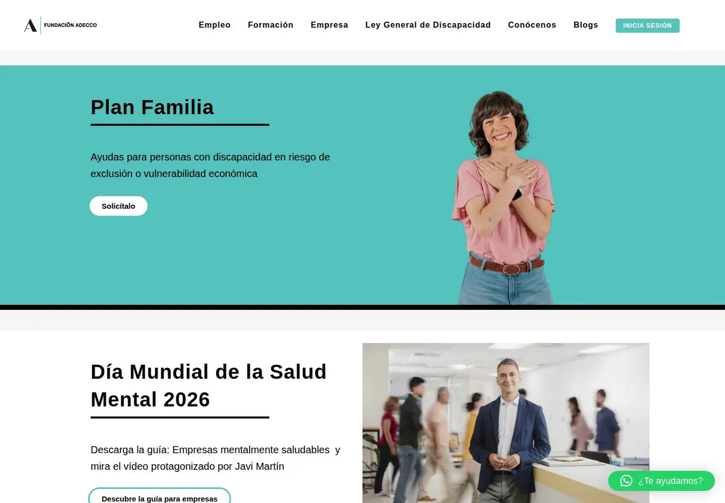 Captured homepage of fundacionadecco.org in the current scan