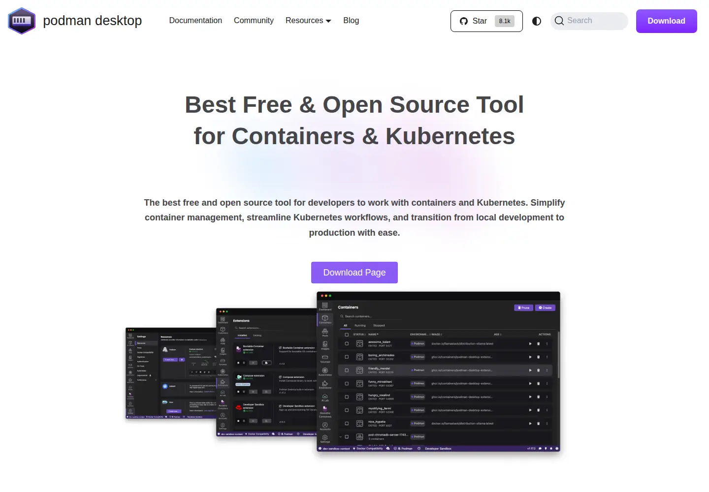 Screenshot of podman-desktop.io
