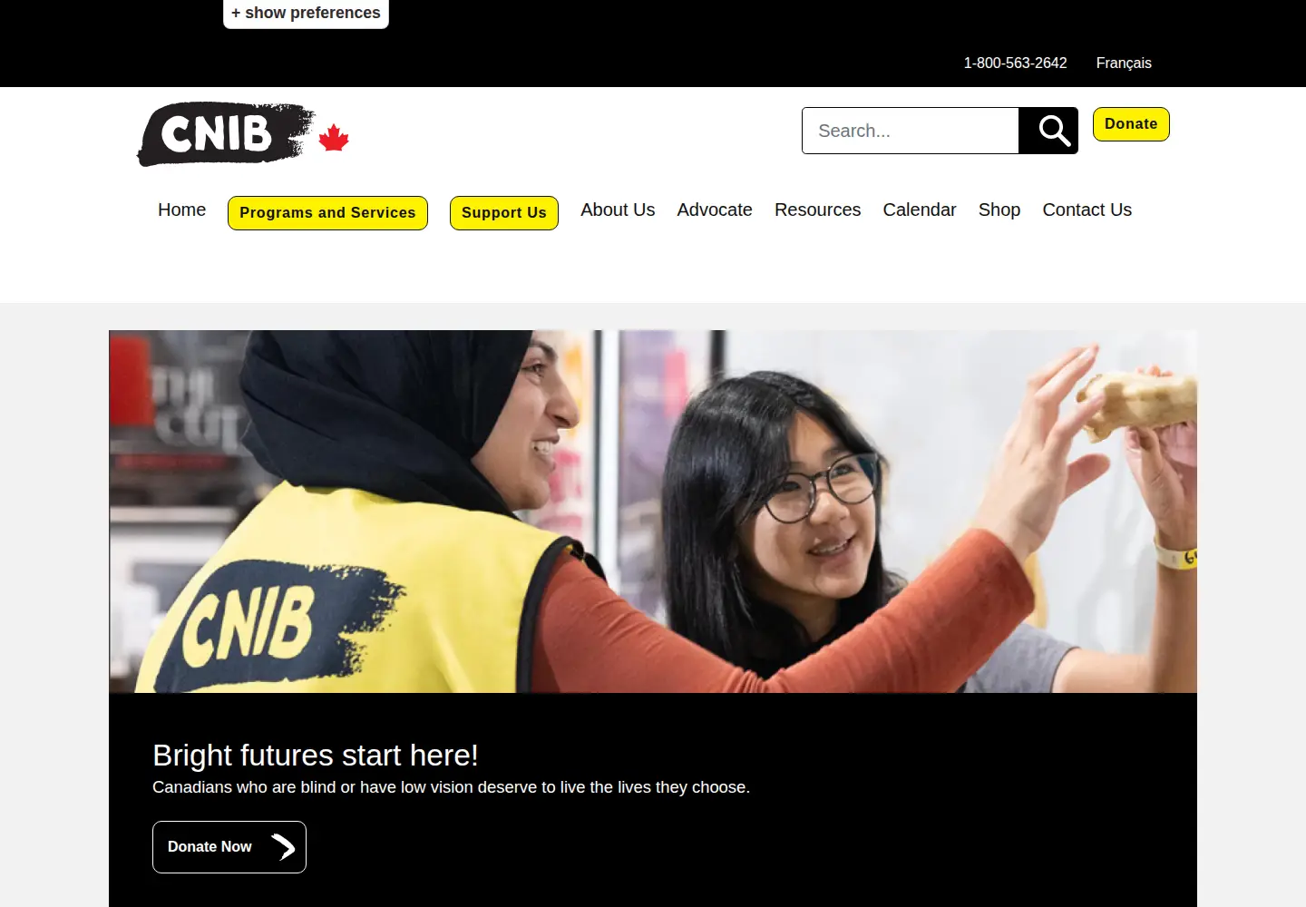 Screenshot of cnib.ca