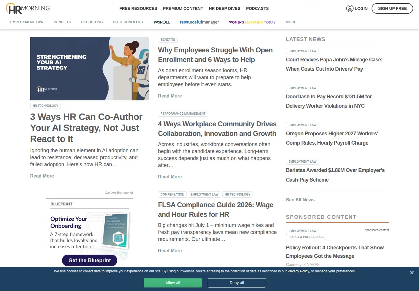 Captured homepage of hrmorning.com in the current scan