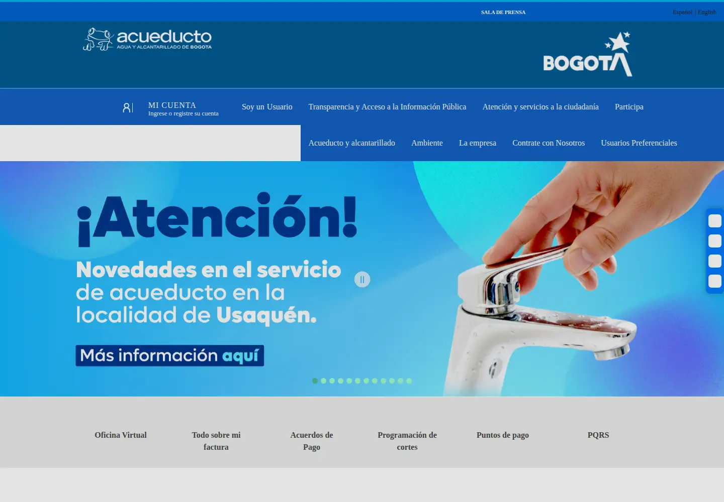 Screenshot of acueducto.com.co