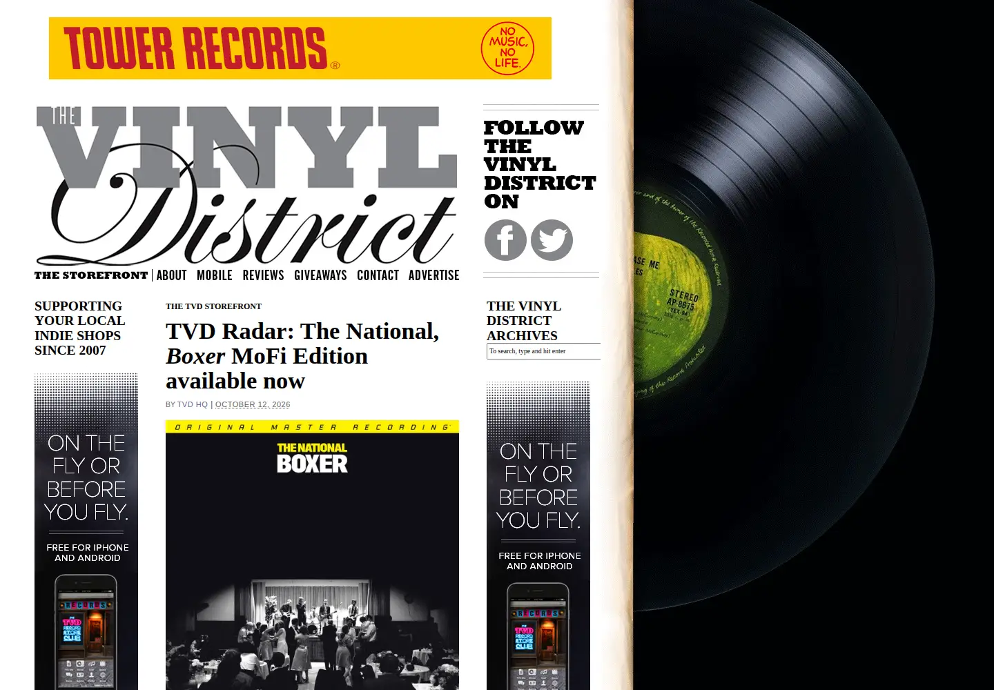 Screenshot of thevinyldistrict.com