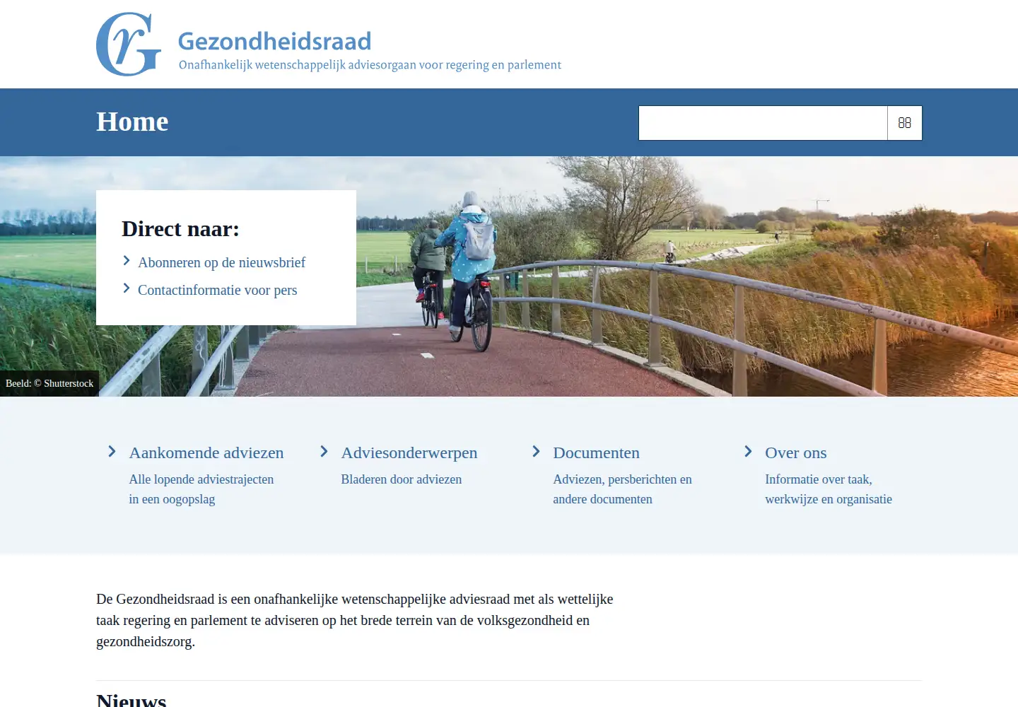 Screenshot of gezondheidsraad.nl