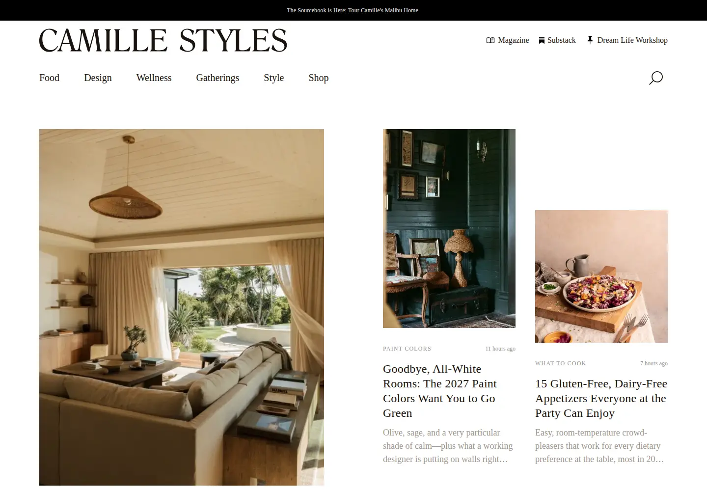 Captured homepage of camillestyles.com in the current scan