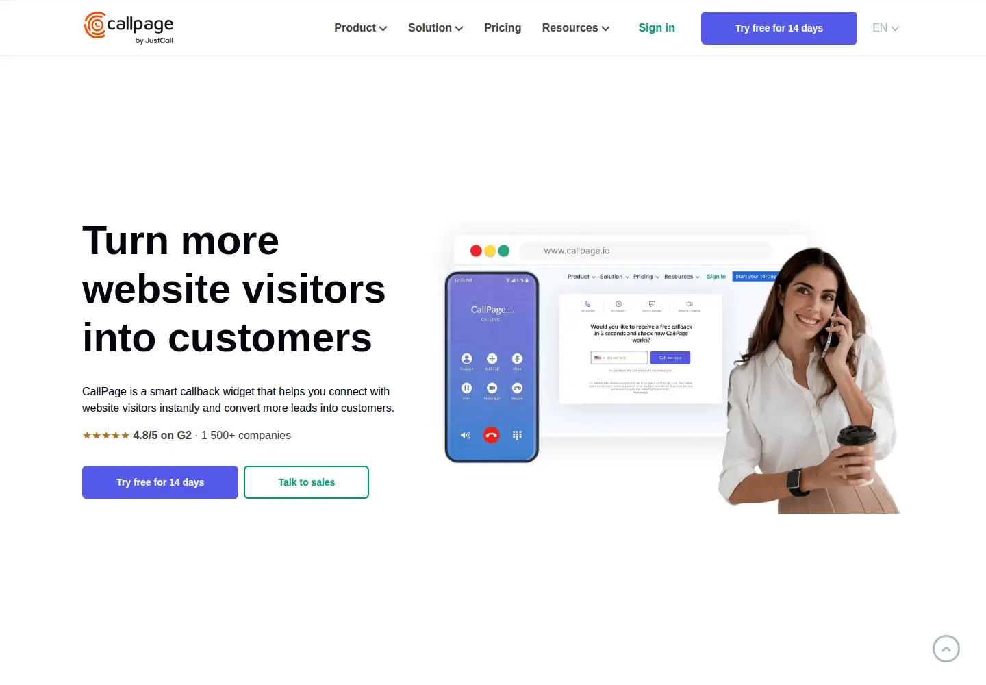 Screenshot of callpage.io
