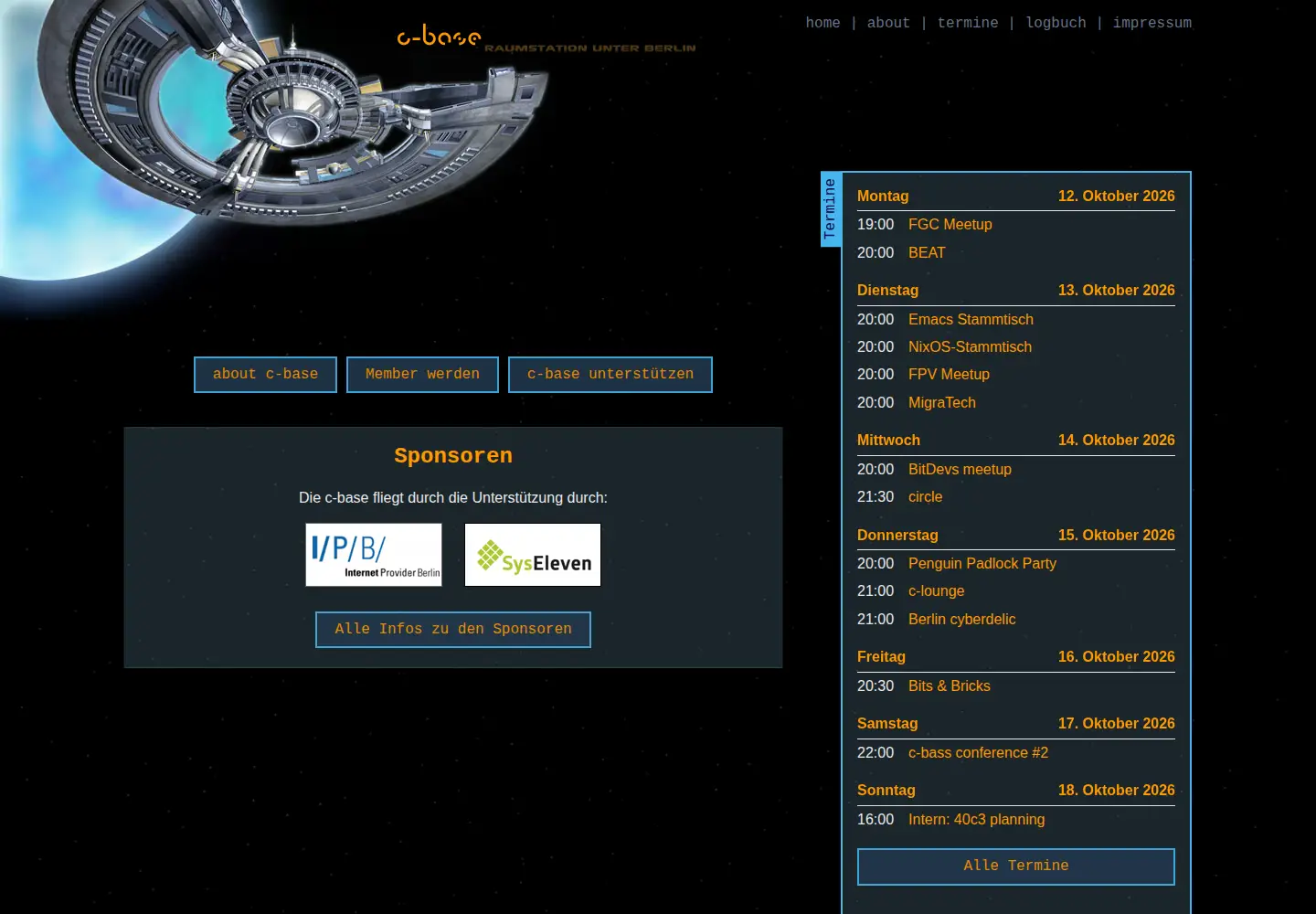 Screenshot of c-base.org
