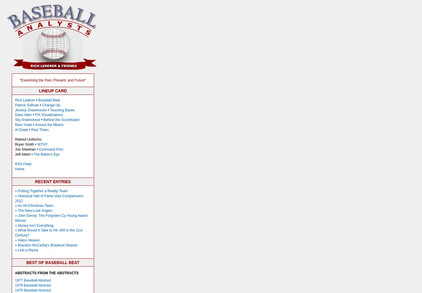 Screenshot of baseballanalysts.com