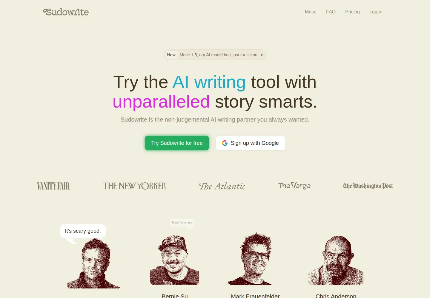 Screenshot of sudowrite.com