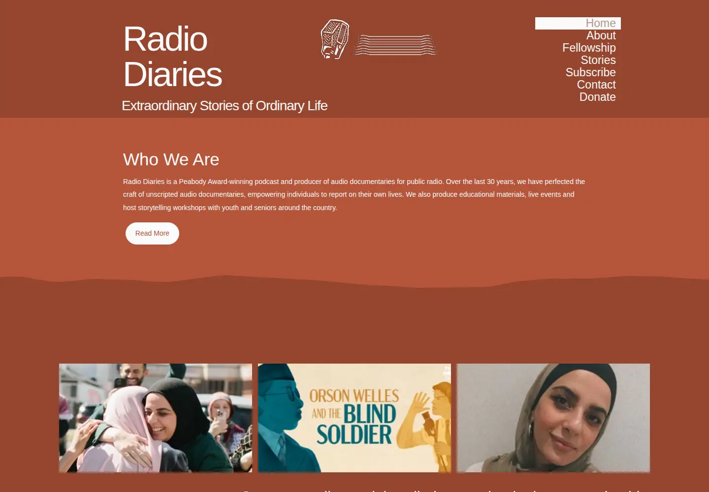 Captured homepage of radiodiaries.org in the current scan