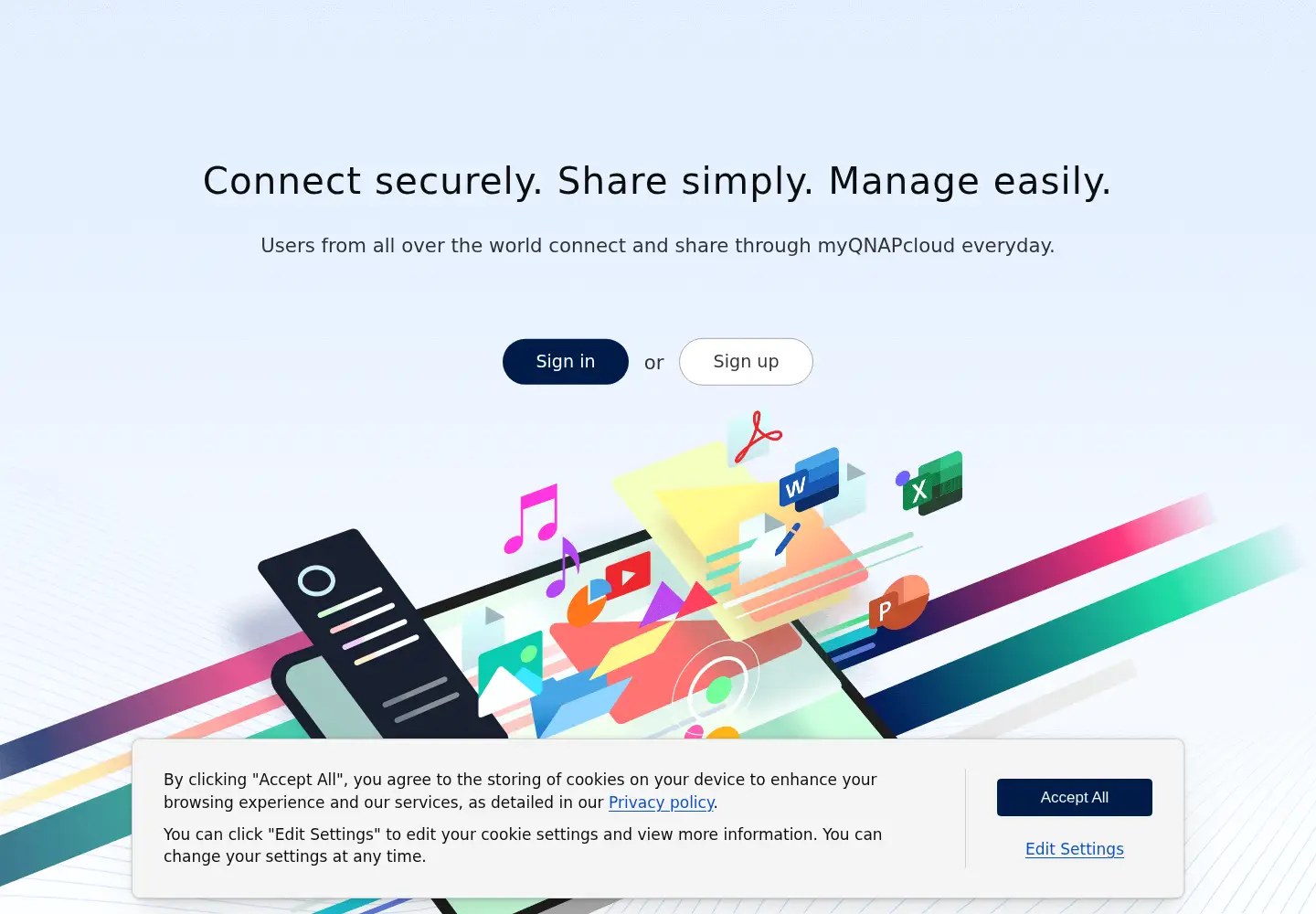 Screenshot of myqnapcloud.com