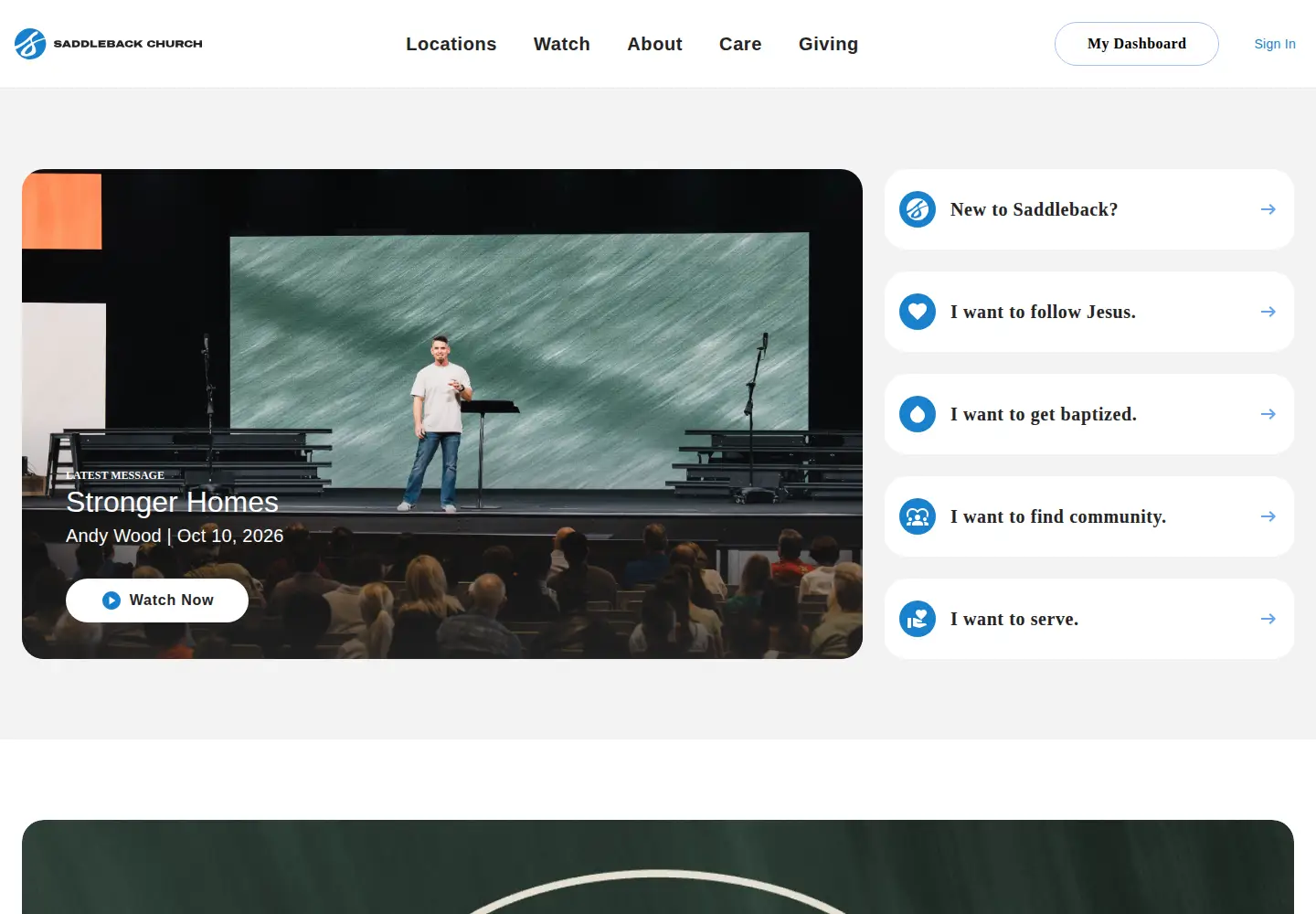 Captured homepage of saddleback.com in the current scan