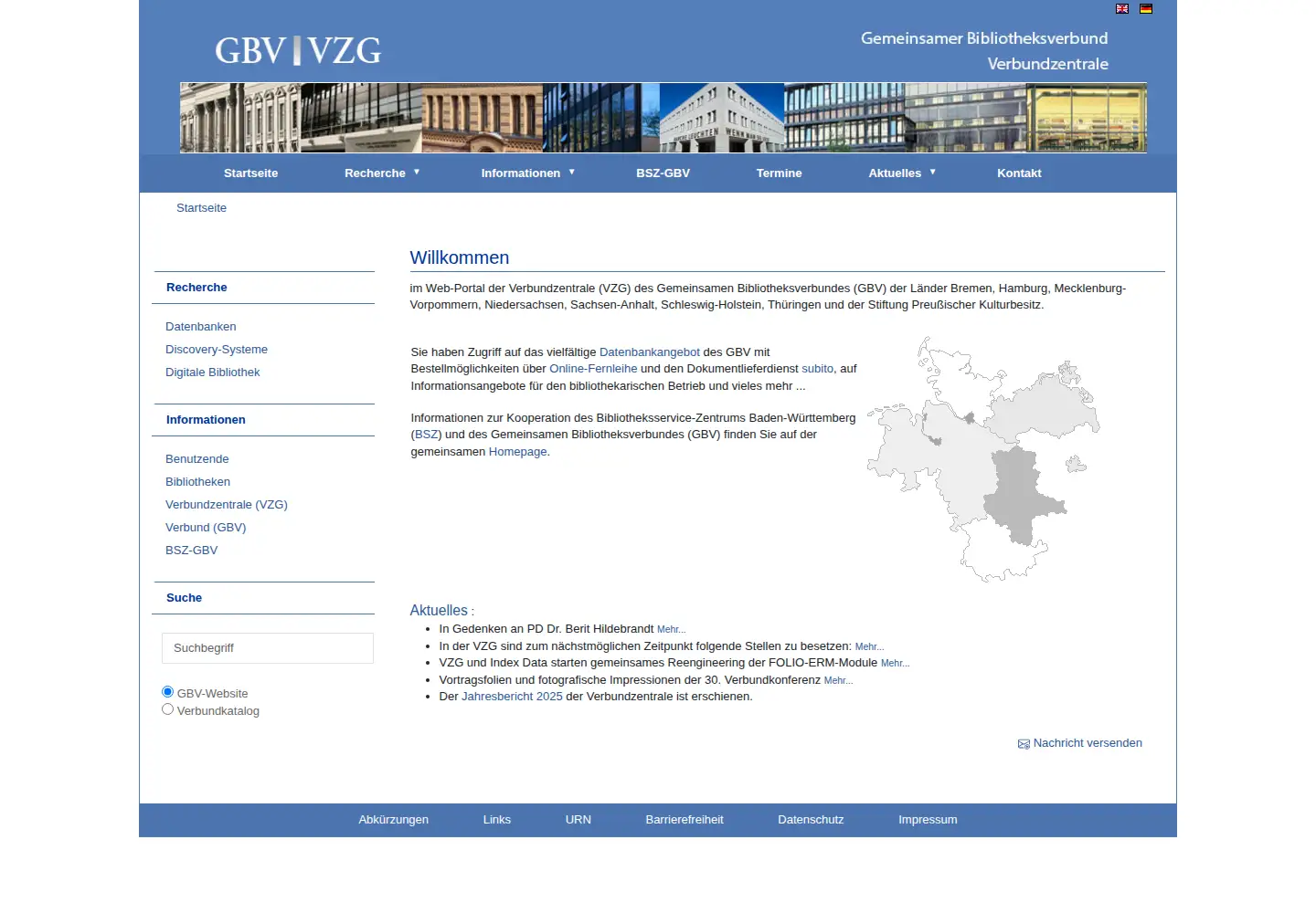Screenshot of gbv.de