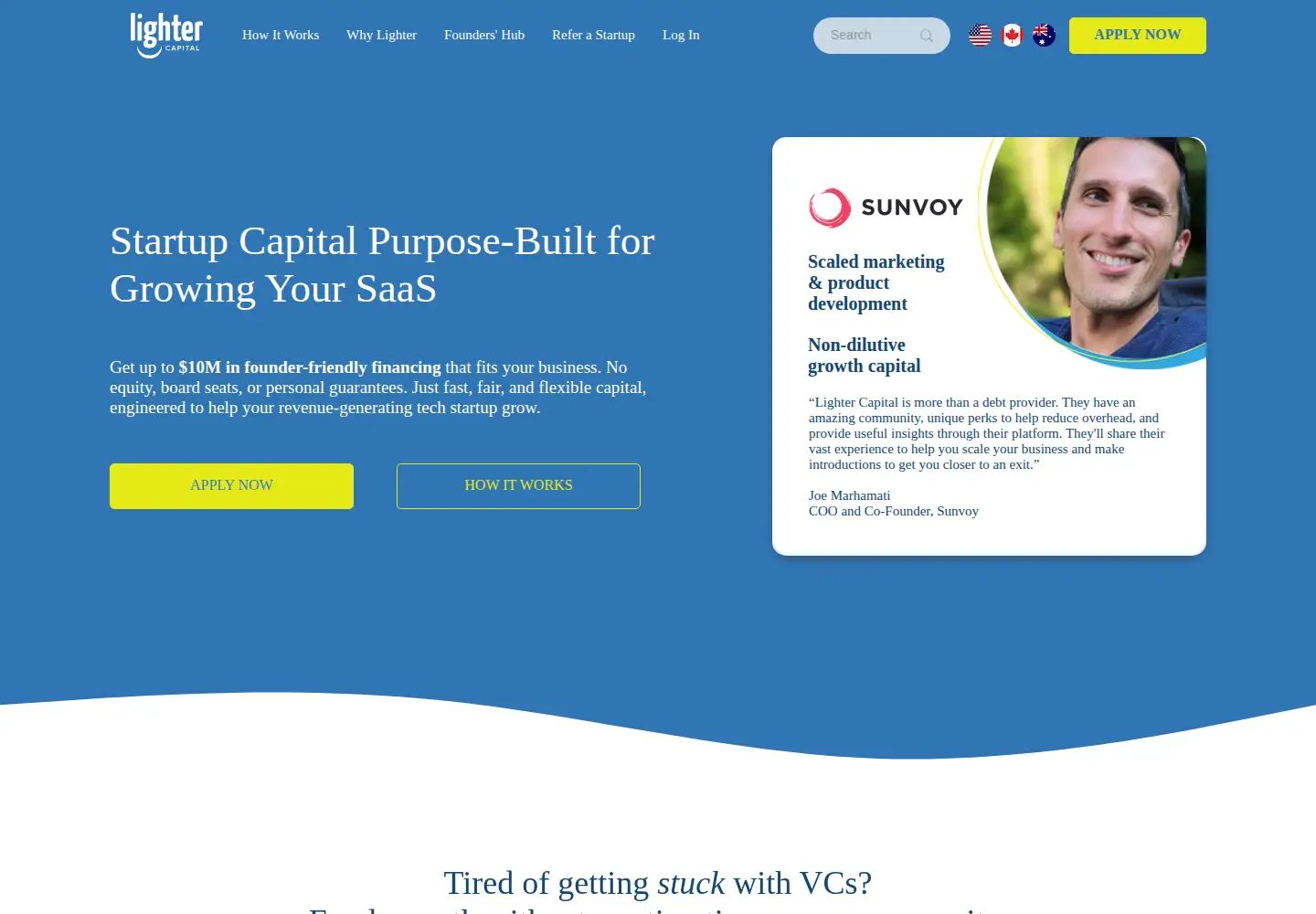 Captured homepage of lightercapital.com in the current scan