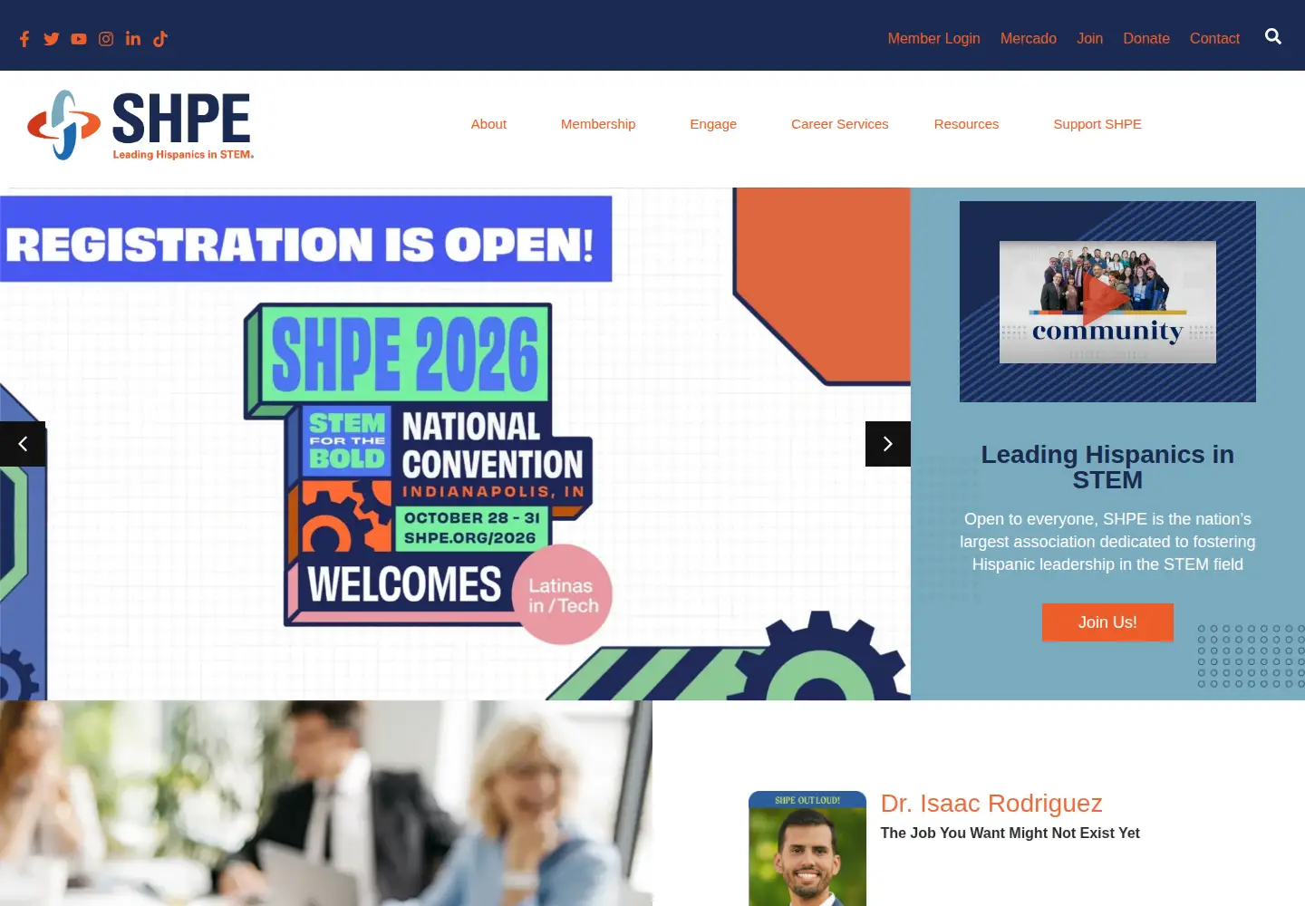 Screenshot of shpe.org