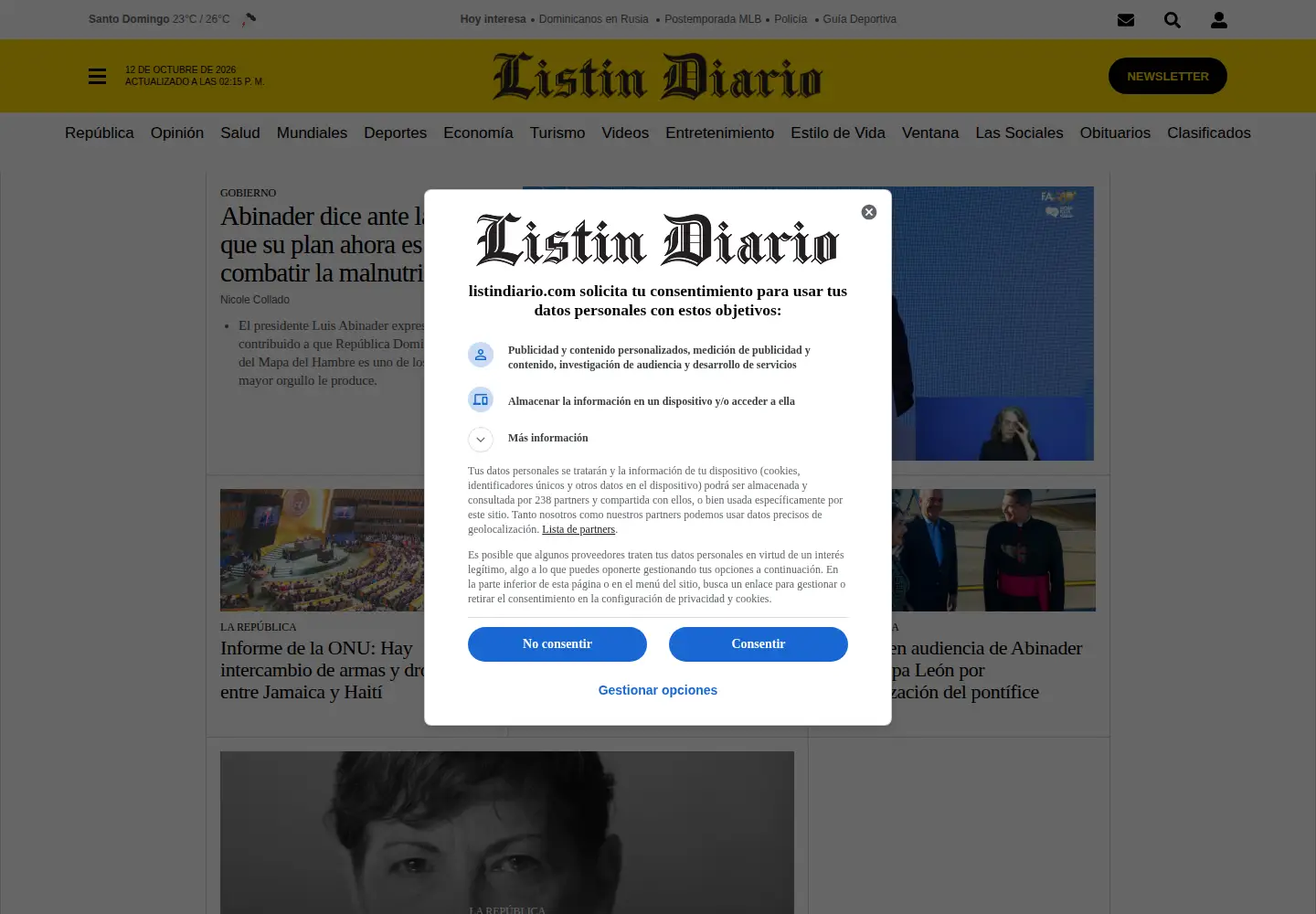 Captured homepage of listin.com.do in the current scan