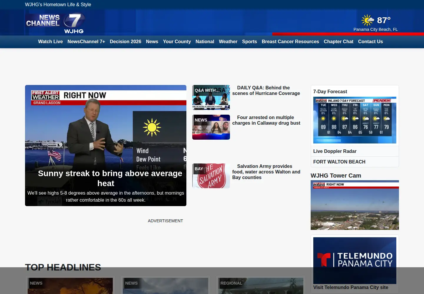Screenshot of wjhg.com