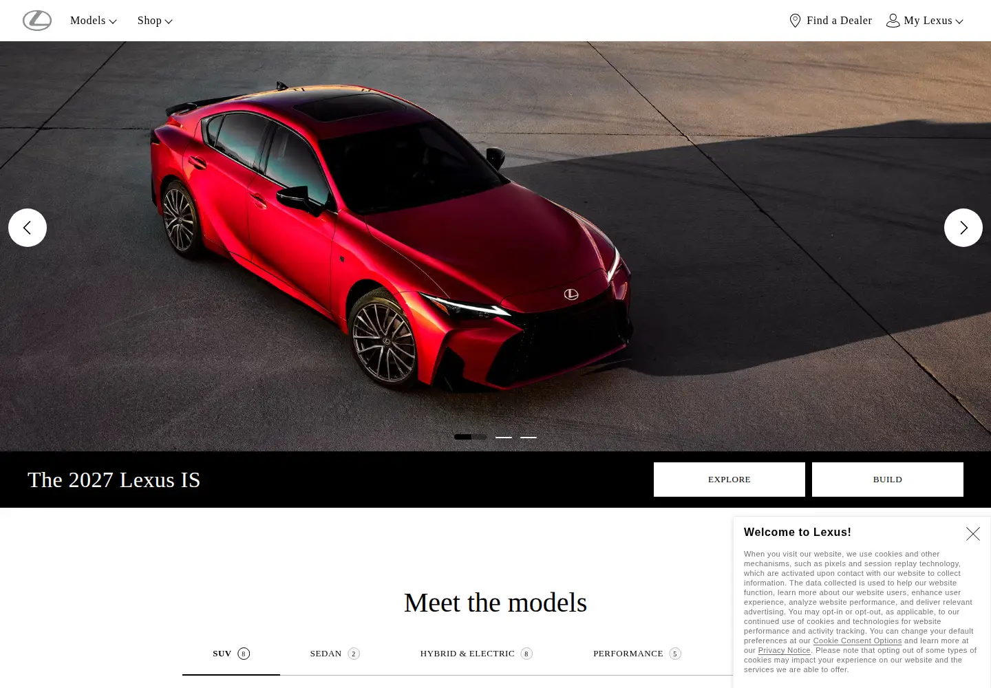 Captured homepage of lexus.com in the current scan