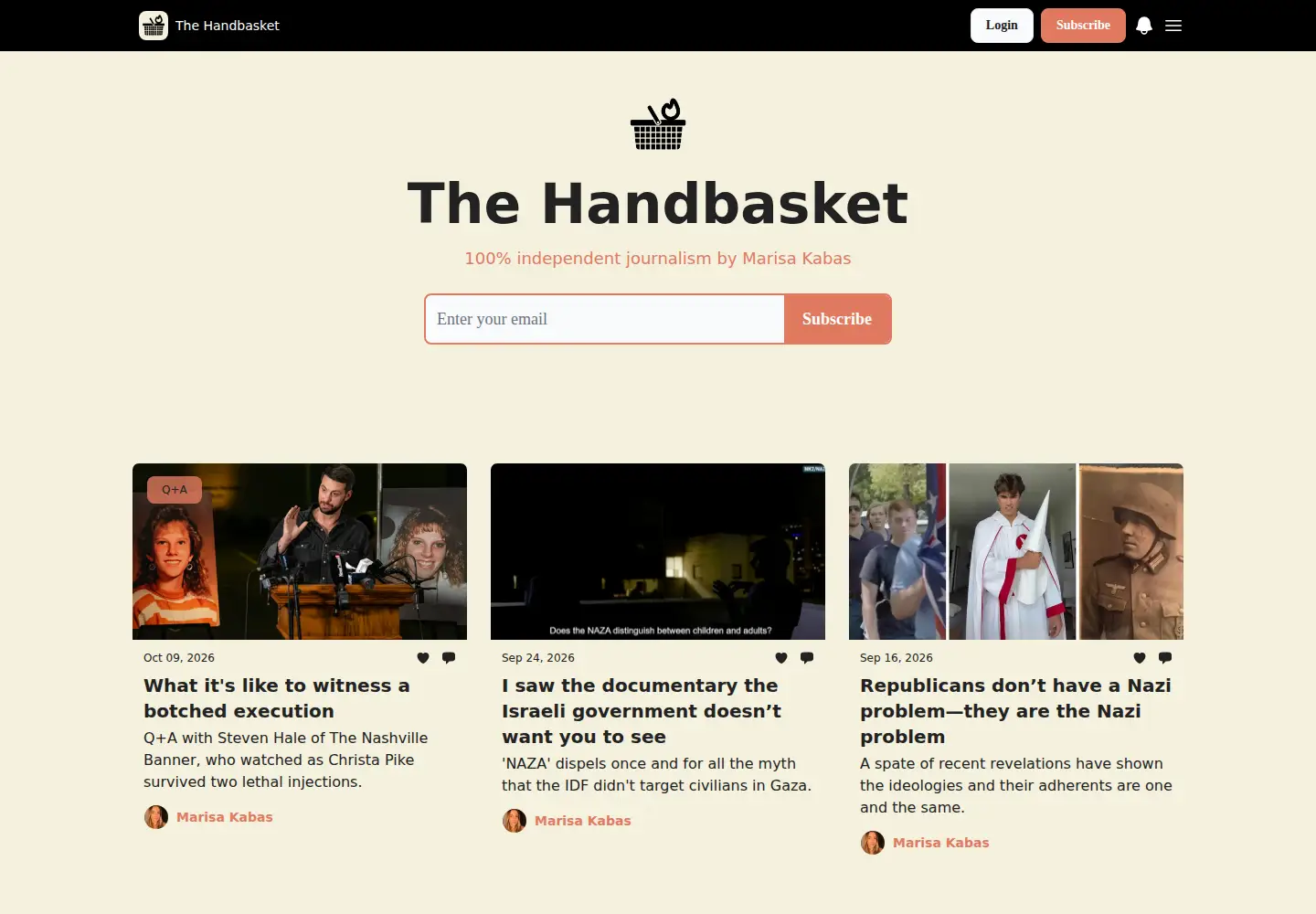 Screenshot of thehandbasket.co