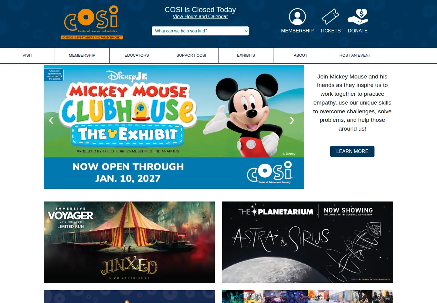 Screenshot of cosi.org