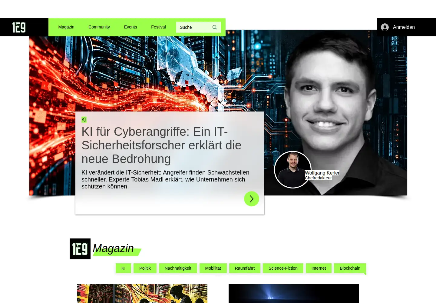 Captured homepage of 1e9.community in the current scan