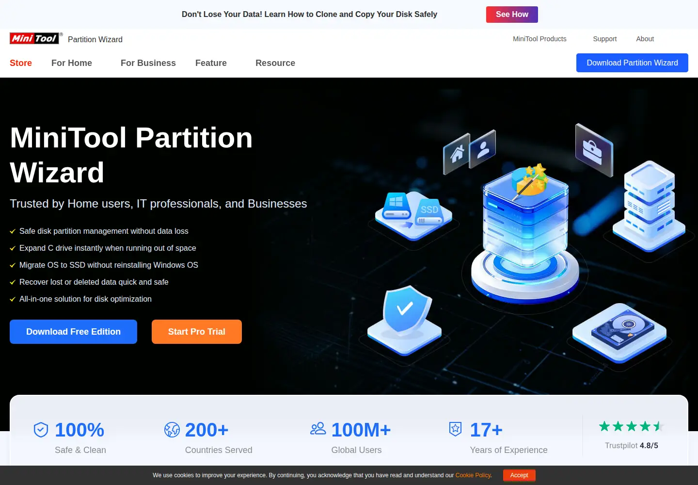 Screenshot of partitionwizard.com