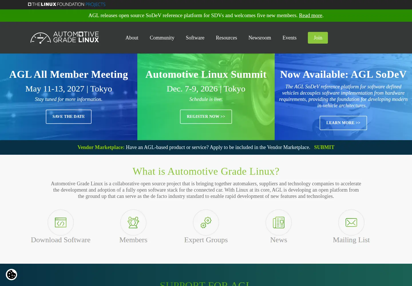 Screenshot of automotivelinux.org