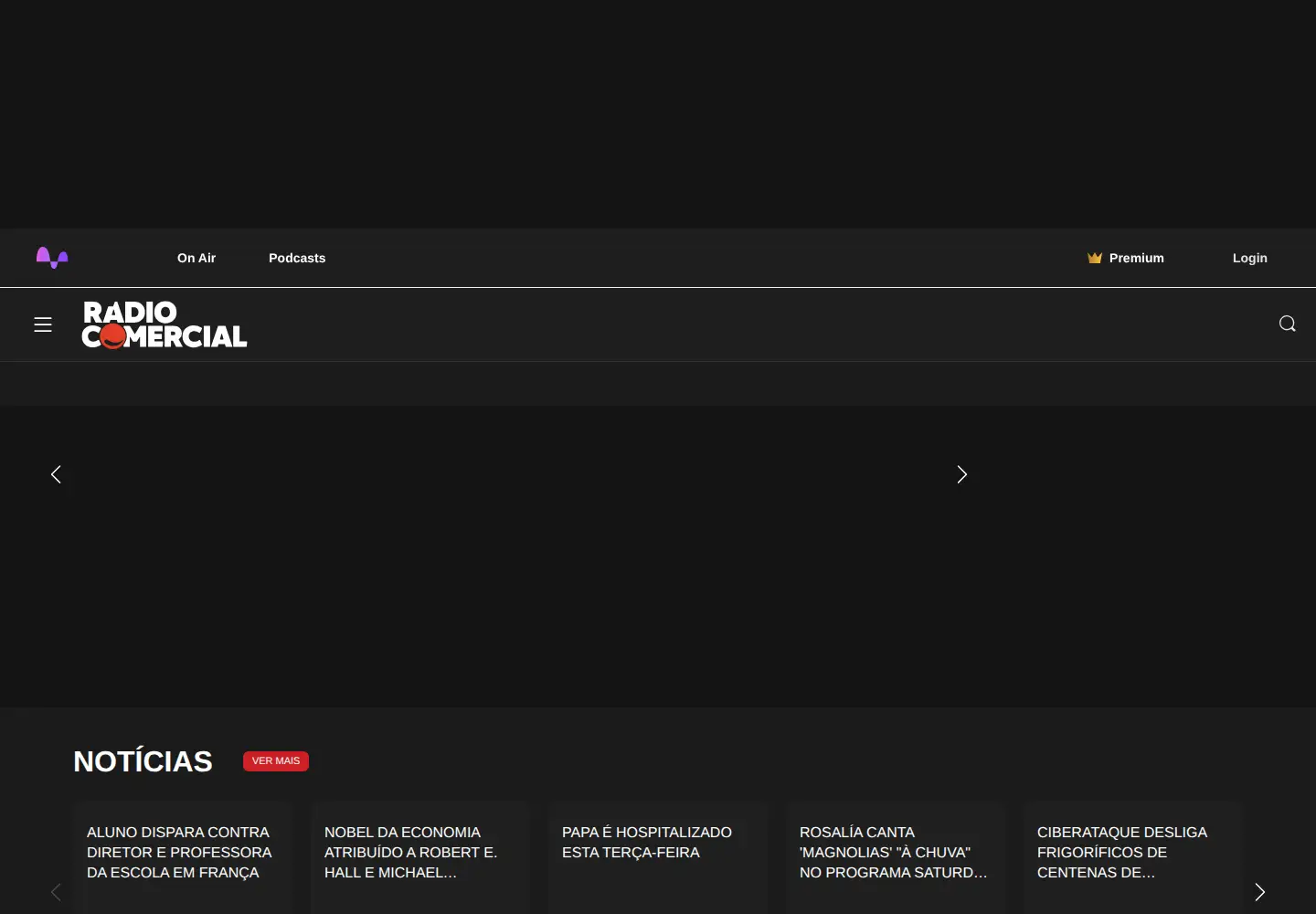 Captured homepage of radiocomercial.pt in the current scan