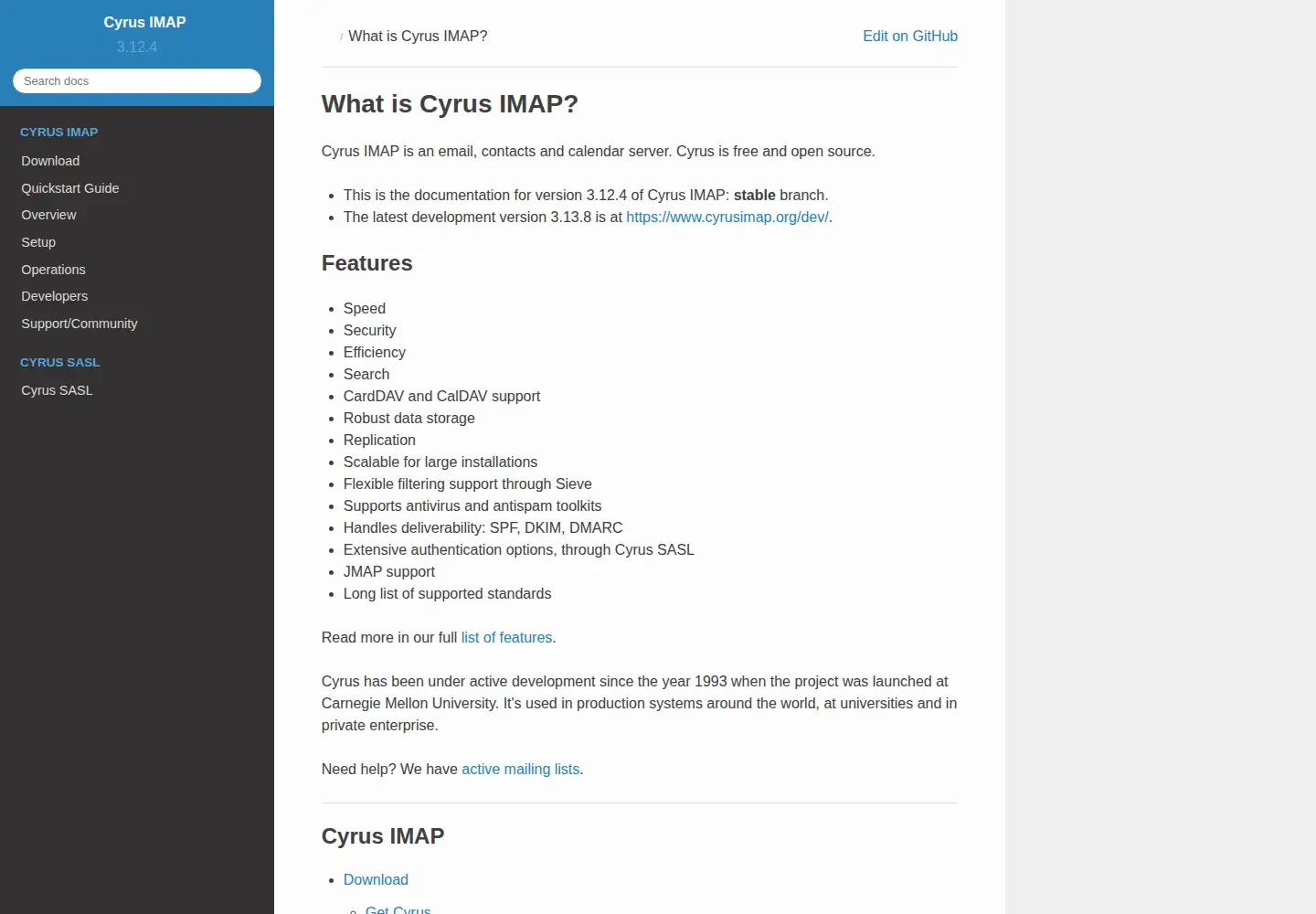 Screenshot of cyrusimap.org
