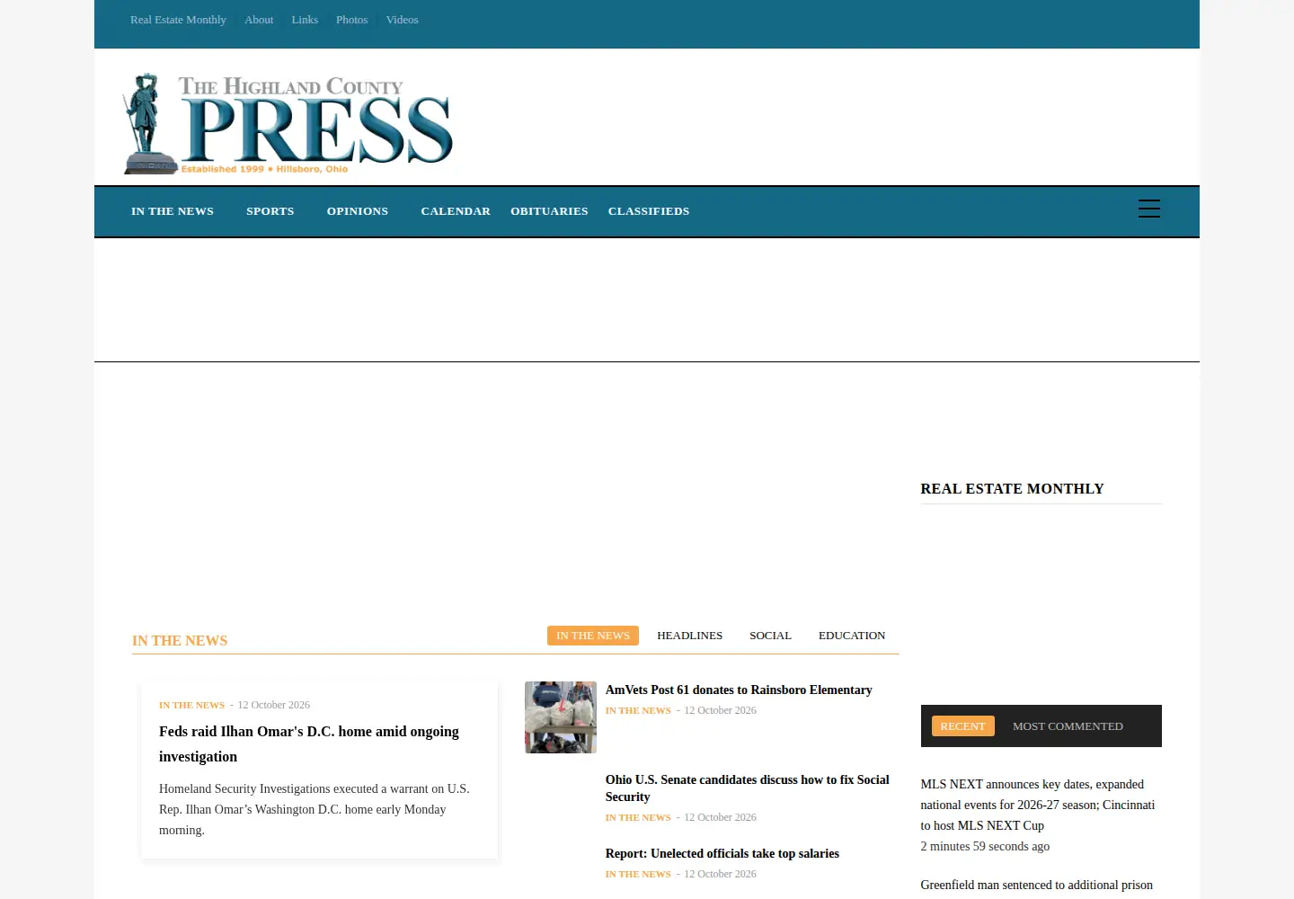 Screenshot of highlandcountypress.com