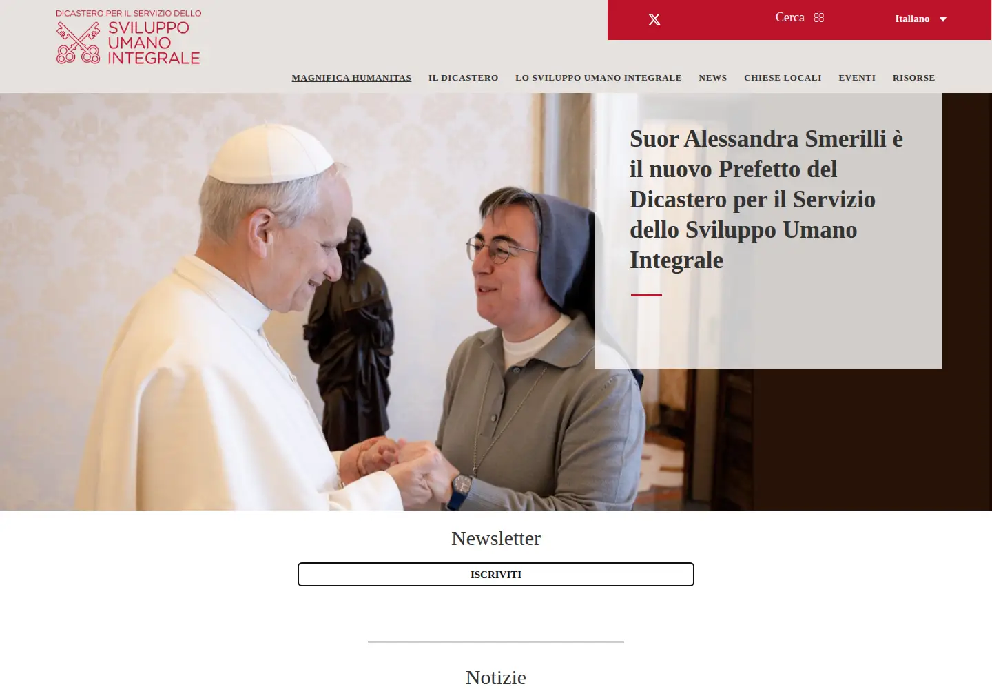 Captured homepage of humandevelopment.va in the current scan