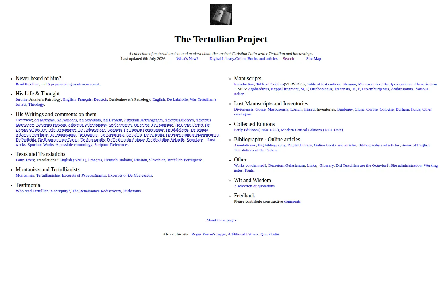 Screenshot of tertullian.org
