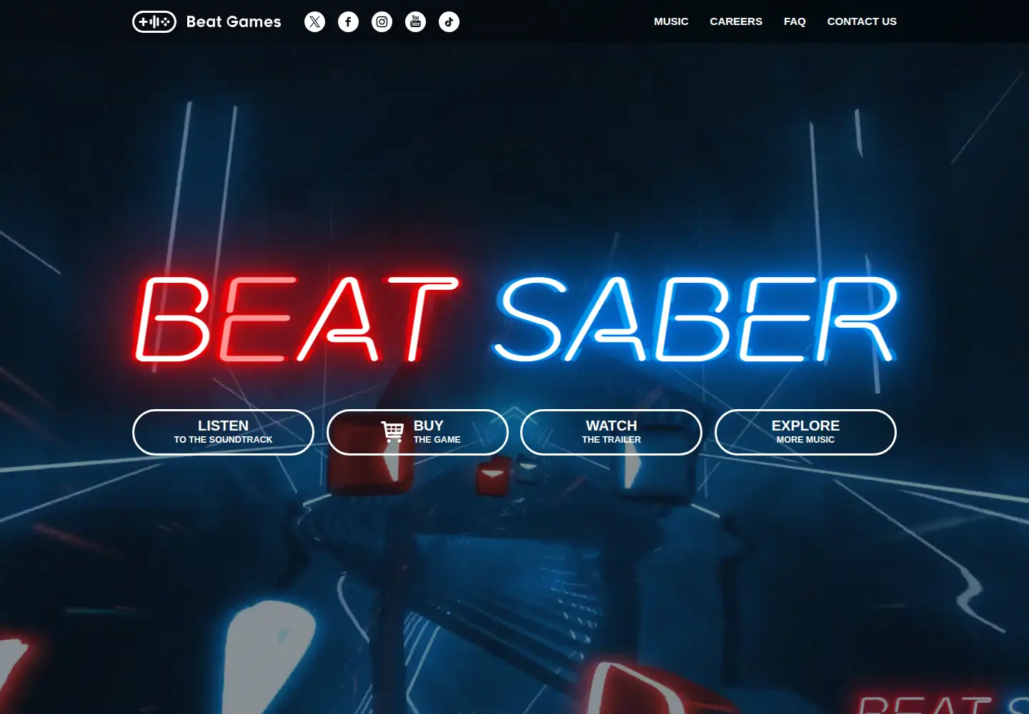 Captured homepage of beatsaber.com in the current scan