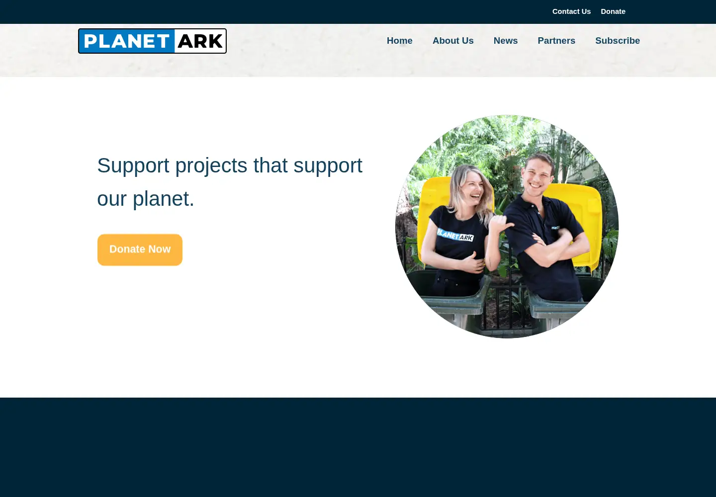 Captured homepage of planetark.org in the current scan