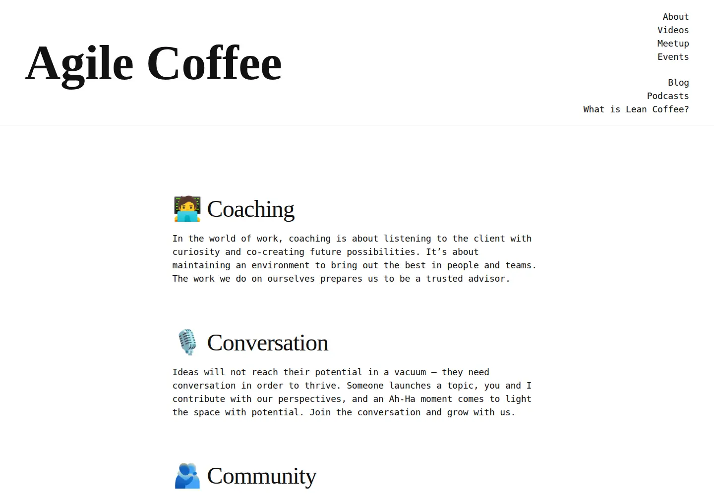 Screenshot of agilecoffee.com