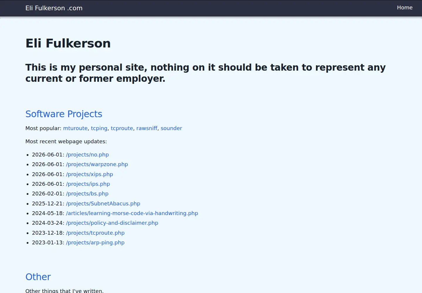 Screenshot of elifulkerson.com