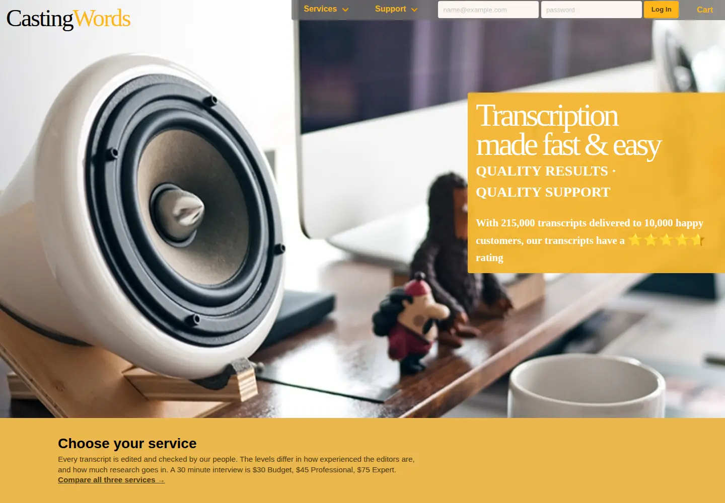 Captured homepage of castingwords.com in the current scan